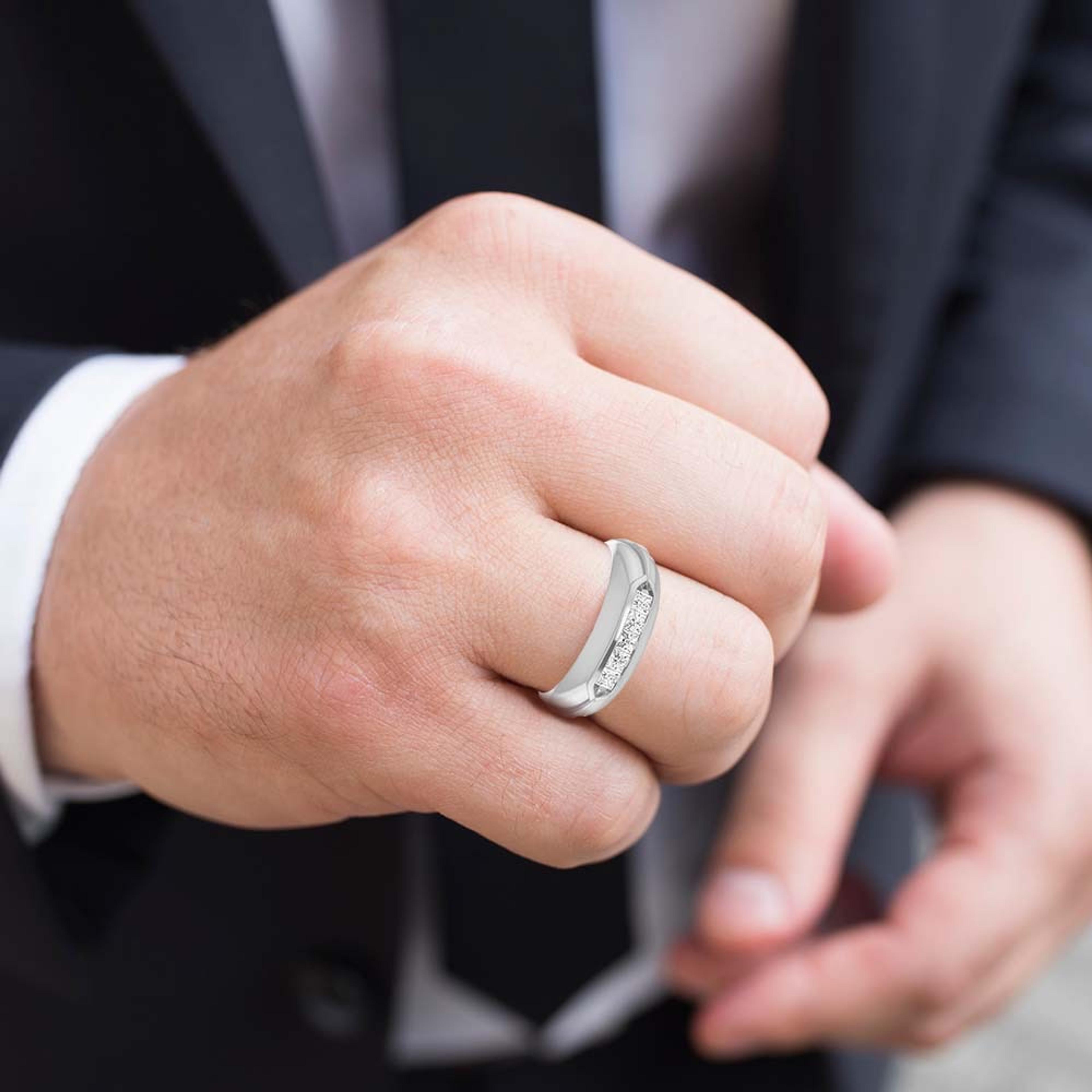 Five Stone 0.50 ctw Channel Set Princess Diamond Men's Ring Success