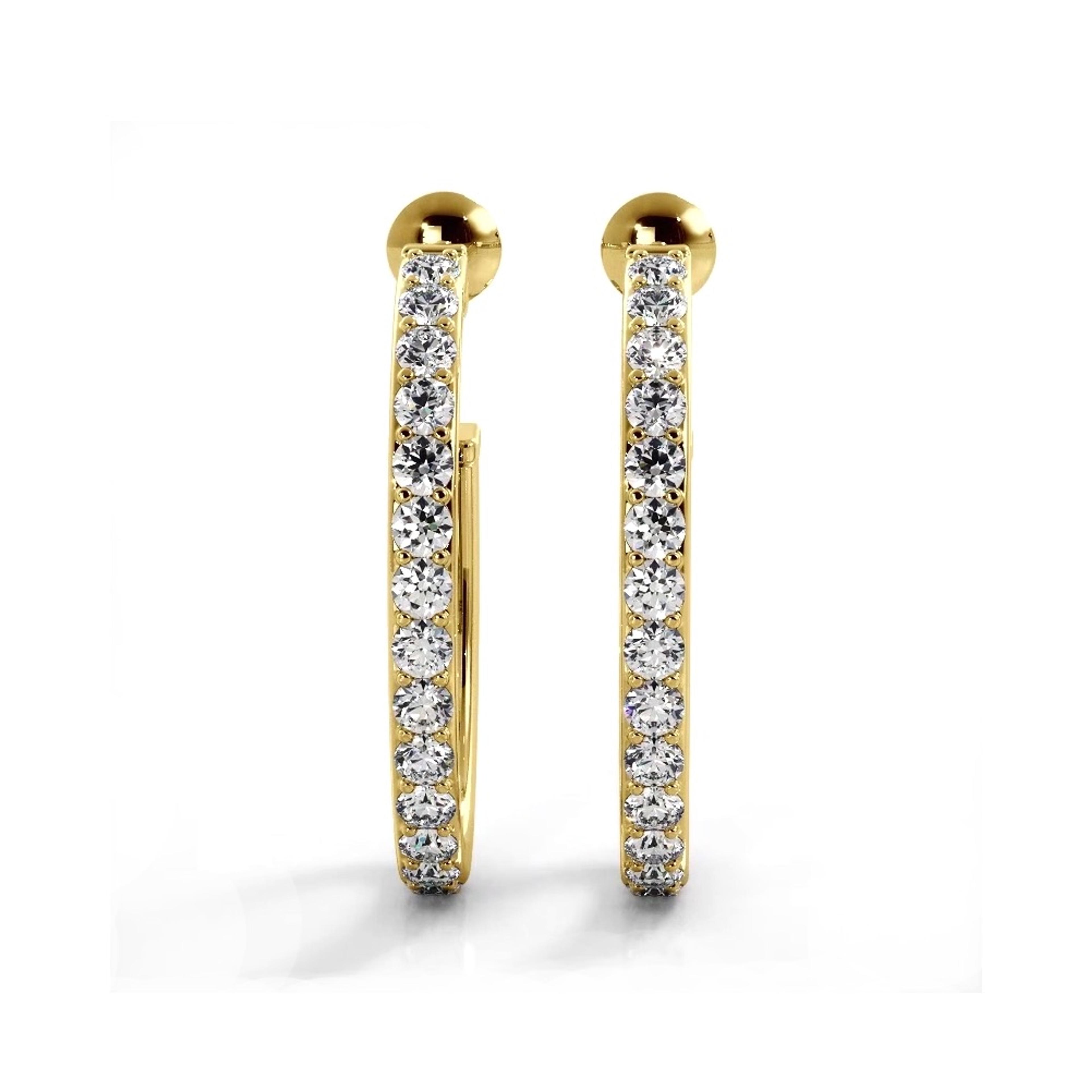 1.0 ctw. Round Diamond Hoop Earrings Open Back Style