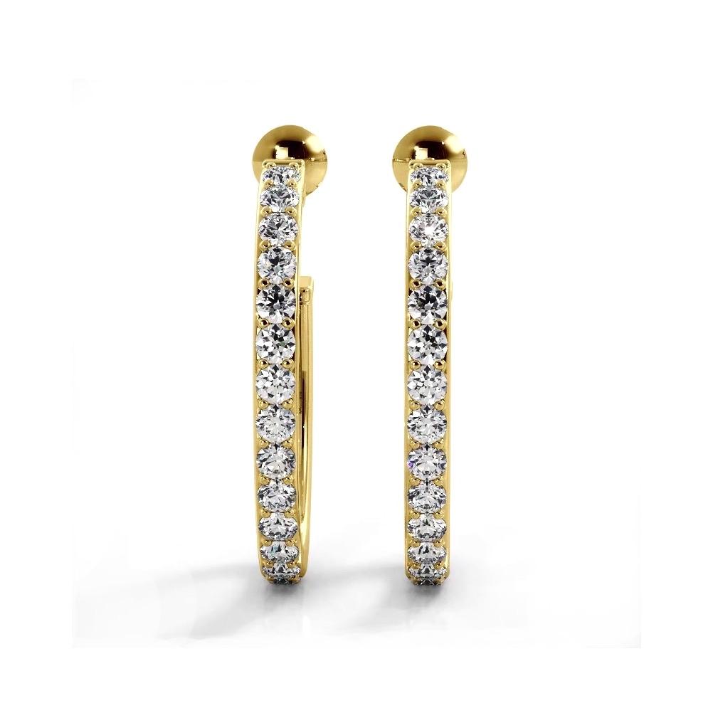 1.0 ctw. Round Diamond Hoop Earrings Open Back Style