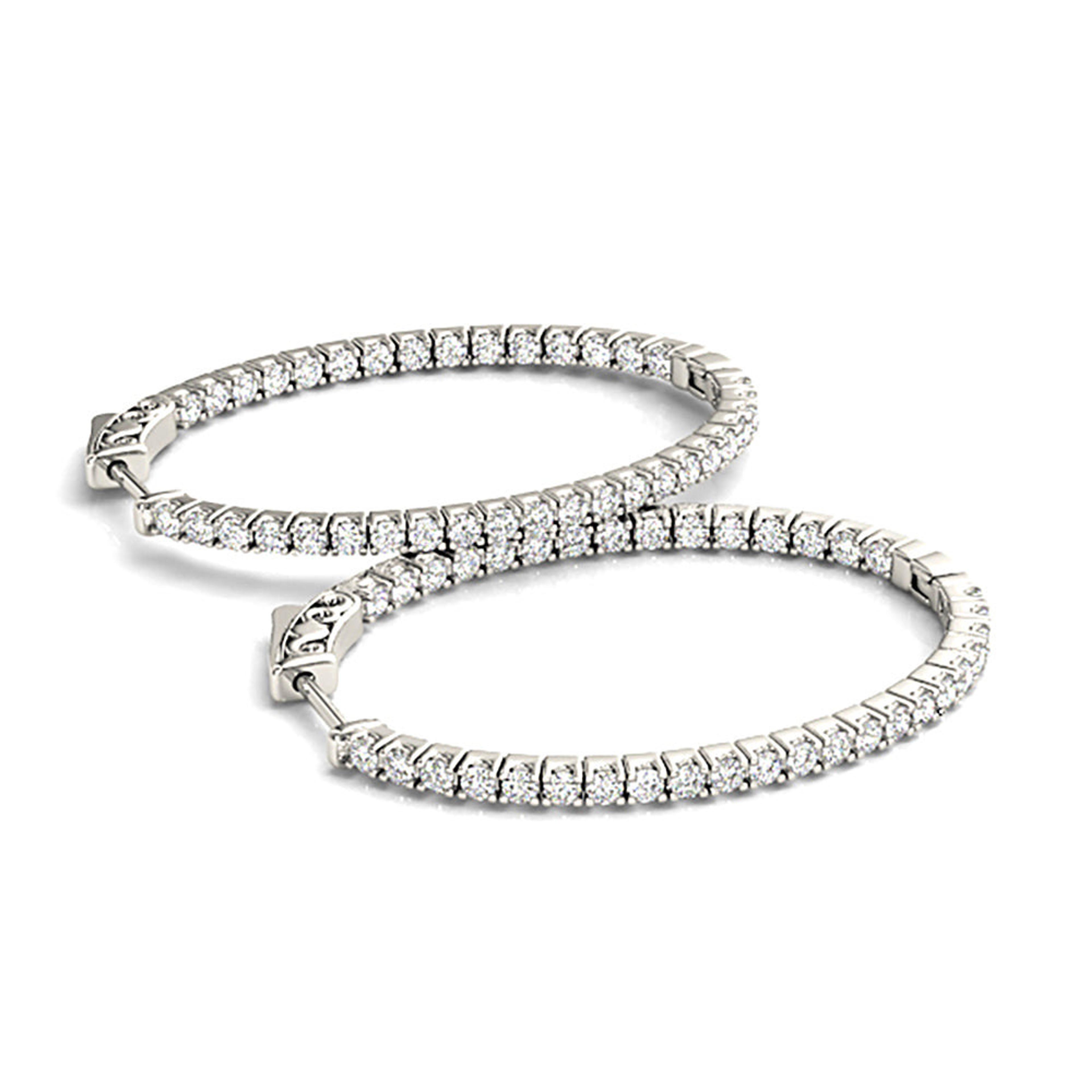 Inside-Out 1.50 ctw Diamond Hoop Earrings "U" Prong Set