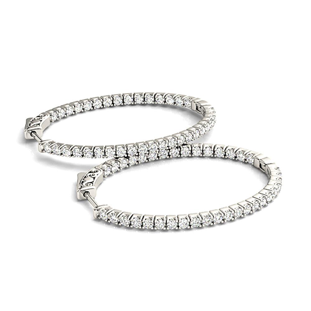 Inside-Out 1.50 ctw Diamond Hoop Earrings "U" Prong Set