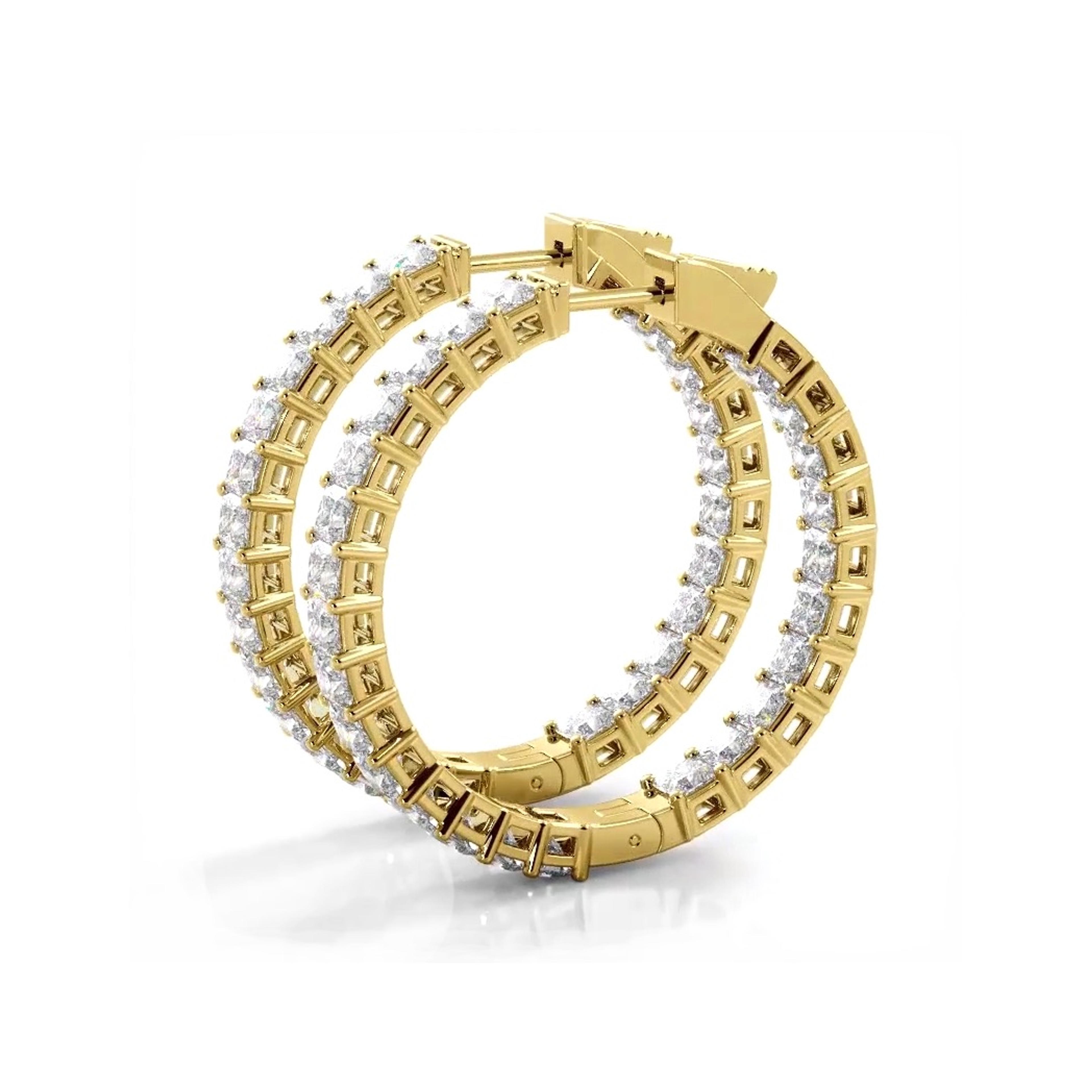 Classic 8.0 ctw. Princess Cut Diamond Hoop Earrings