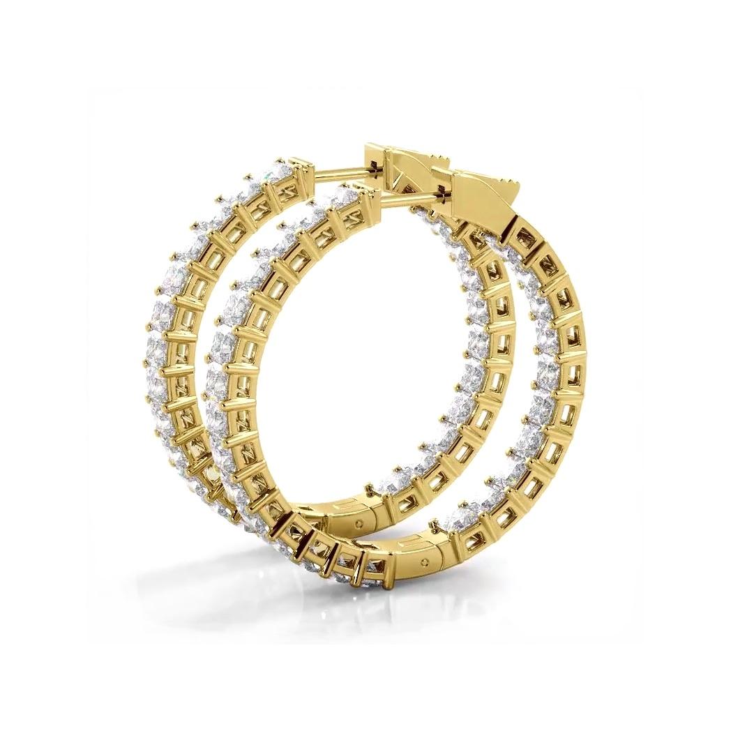 Classic 8.0 ctw. Princess Cut Diamond Hoop Earrings