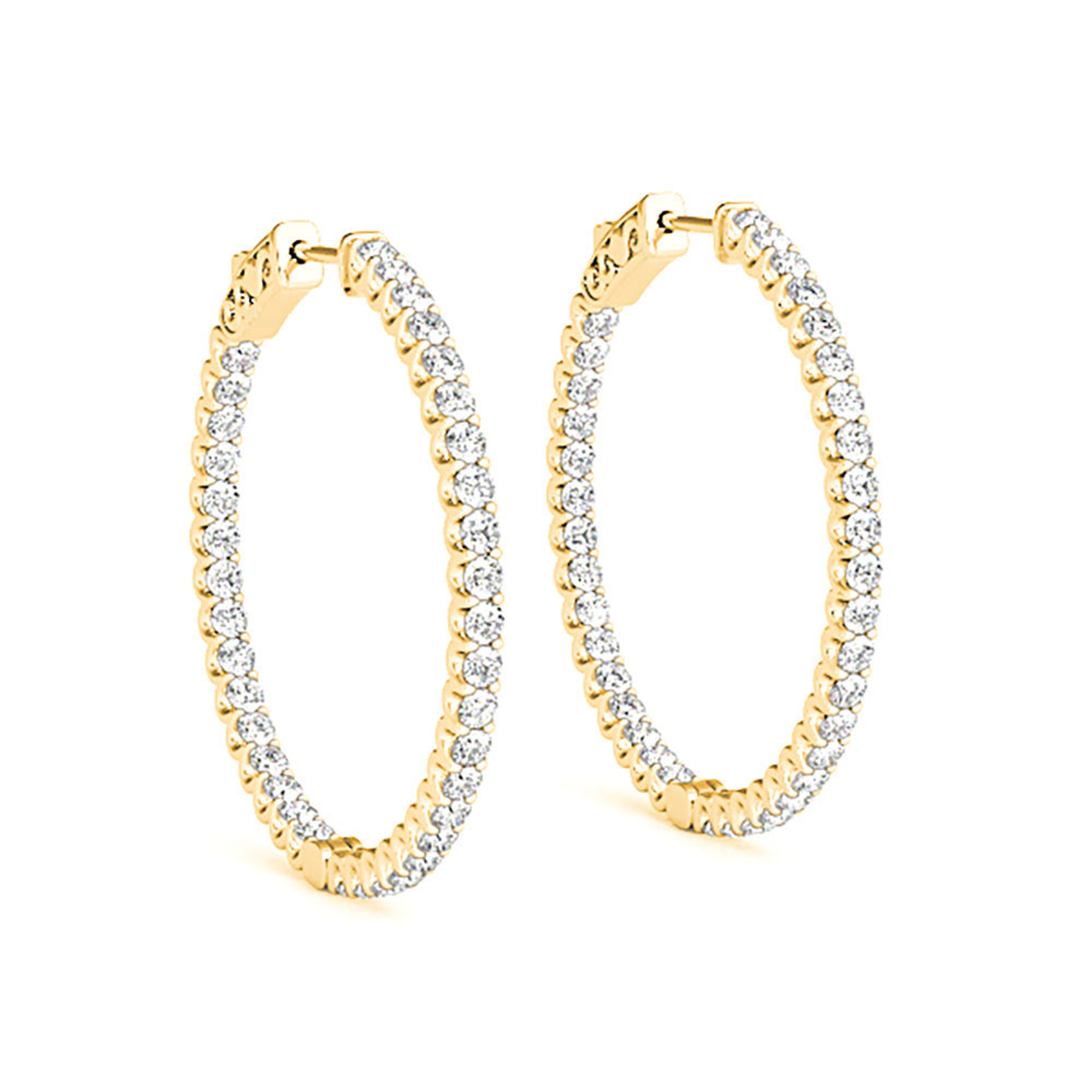 Inside-Out 1.50 ctw Diamond Hoop Earrings "U" Prong Set