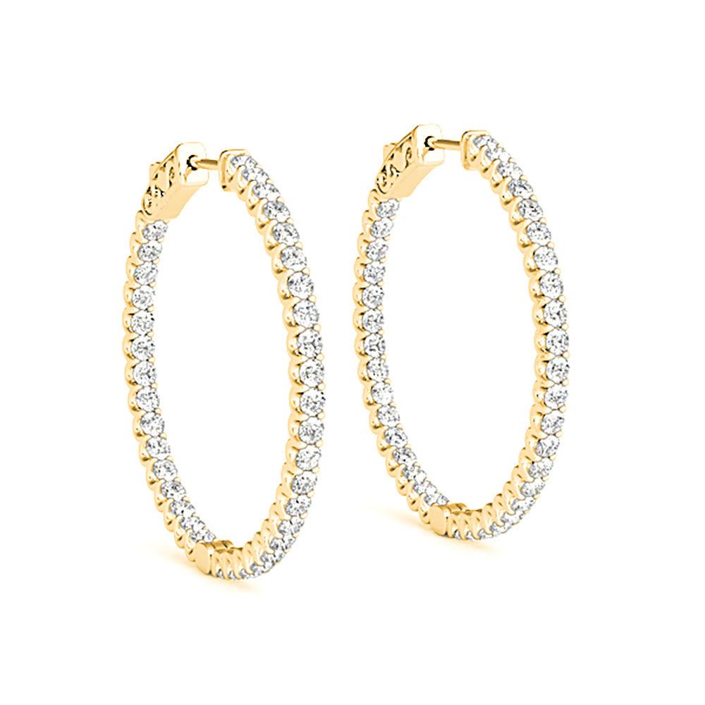 Inside-Out 1.50 ctw Diamond Hoop Earrings "U" Prong Set