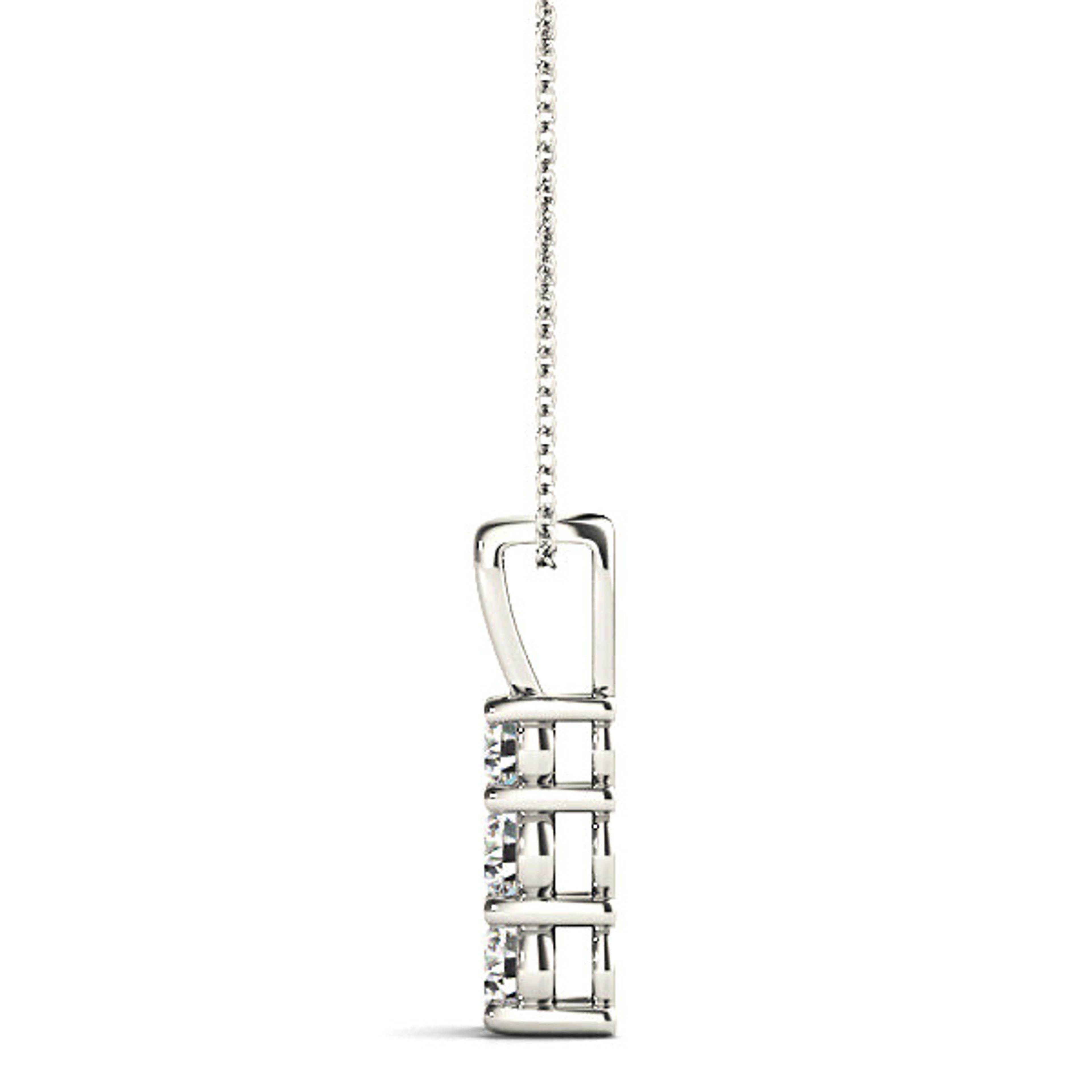 Graduated 0.35 ctw Diamond Three Stone Necklace Pendant-VIRABYANI