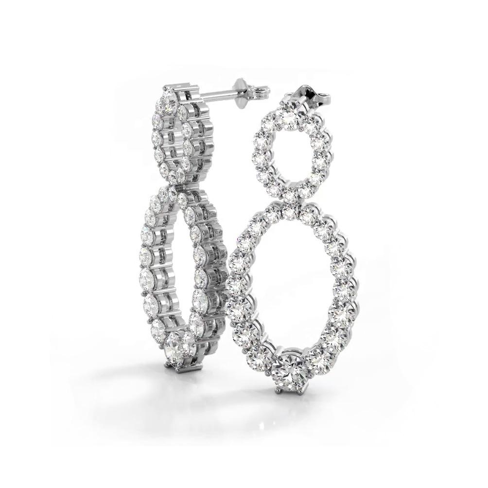 1.50 ctw. Round Diamond Drop Earrings Double Circles Dangle Style