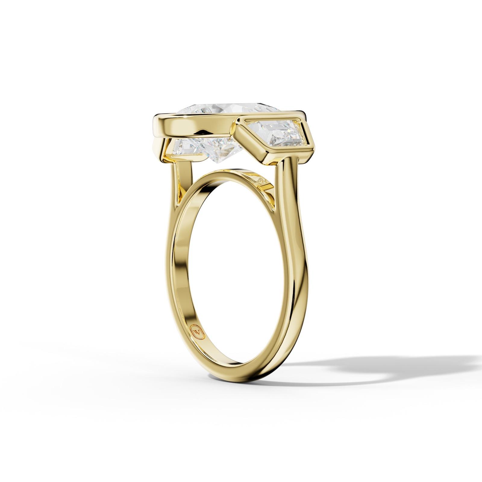 Cleo Pear Shape Center Trapezoid Side Diamond Engagement Ring