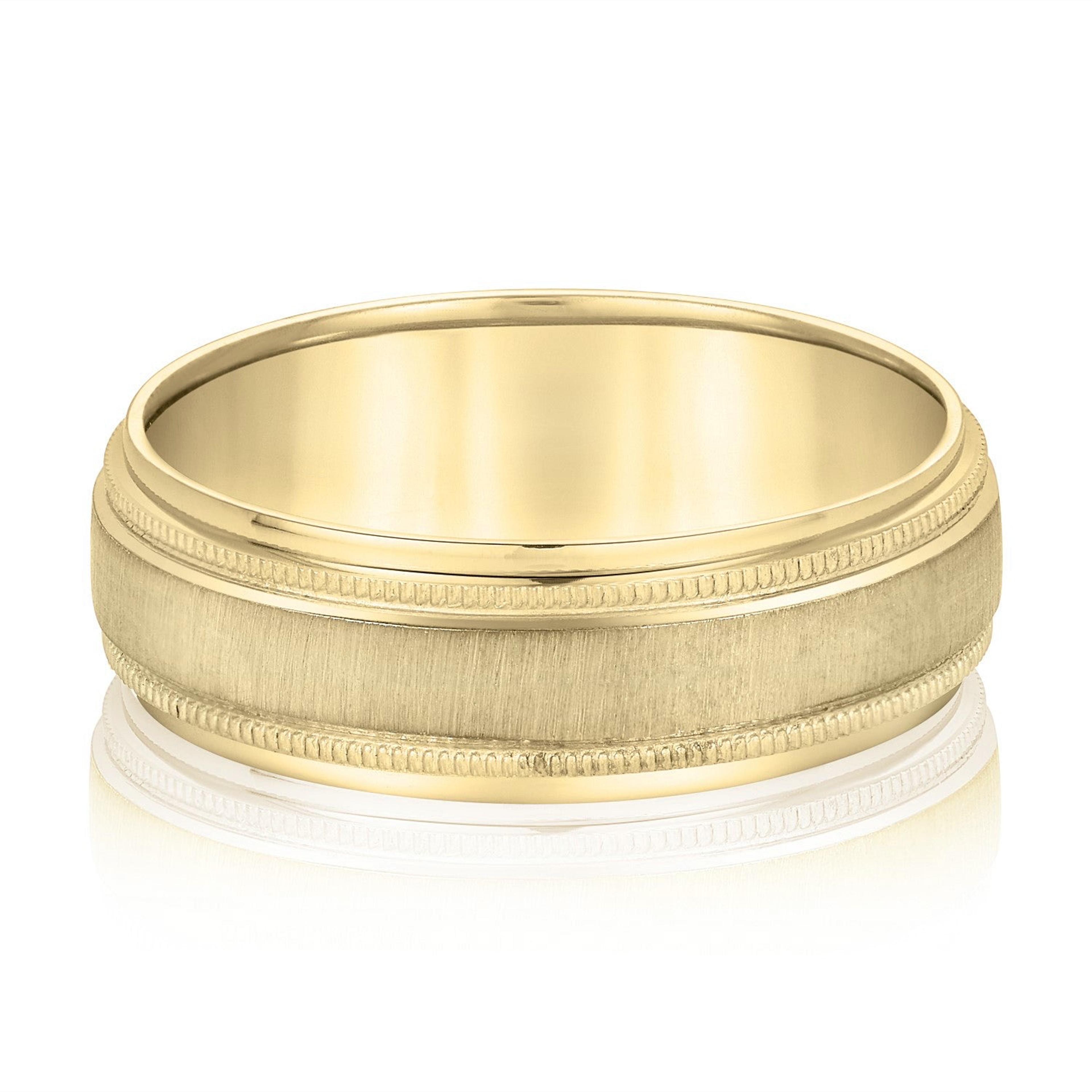 Milgrain Pattern Groove Men's Wedding Band