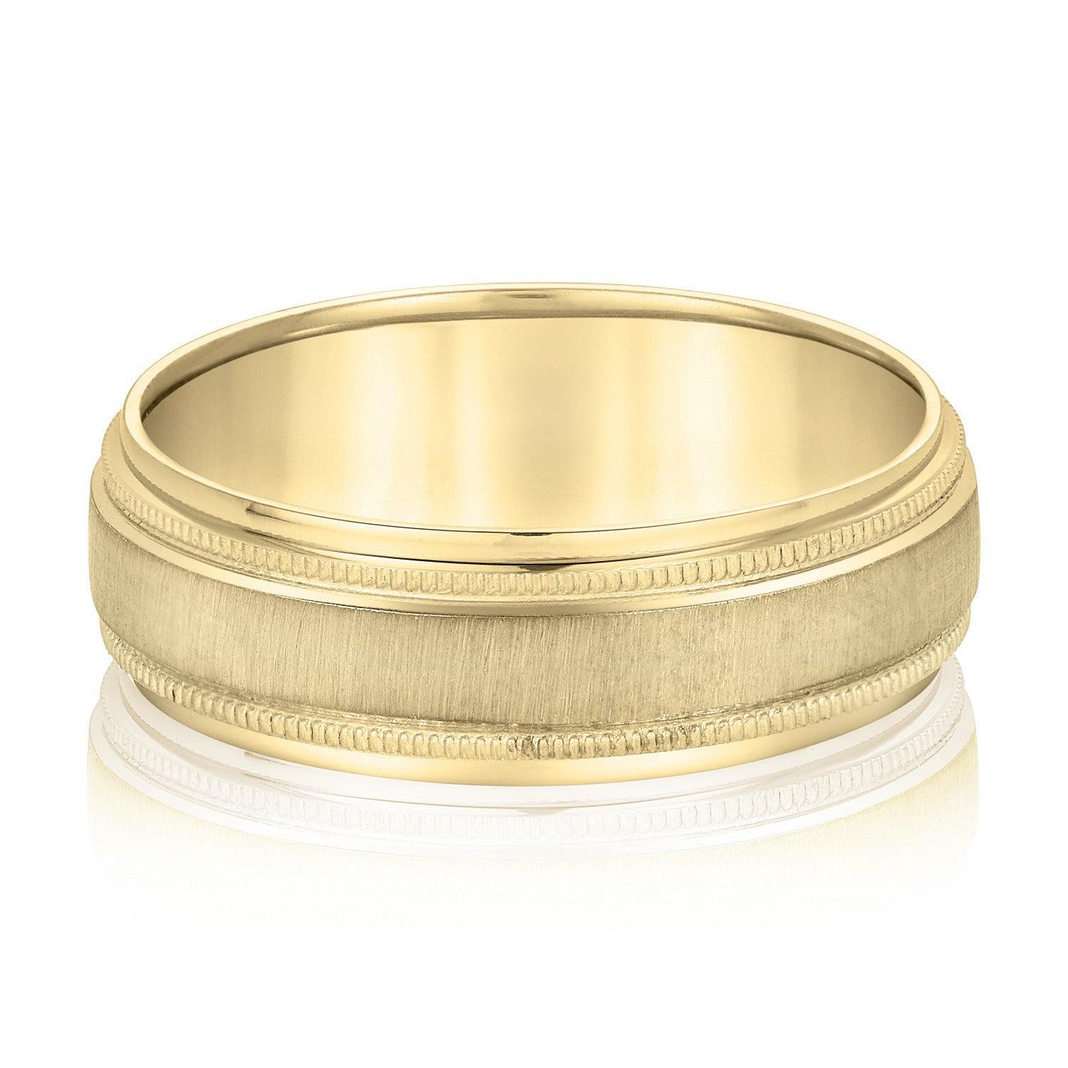 Milgrain Pattern Groove Men's Wedding Band