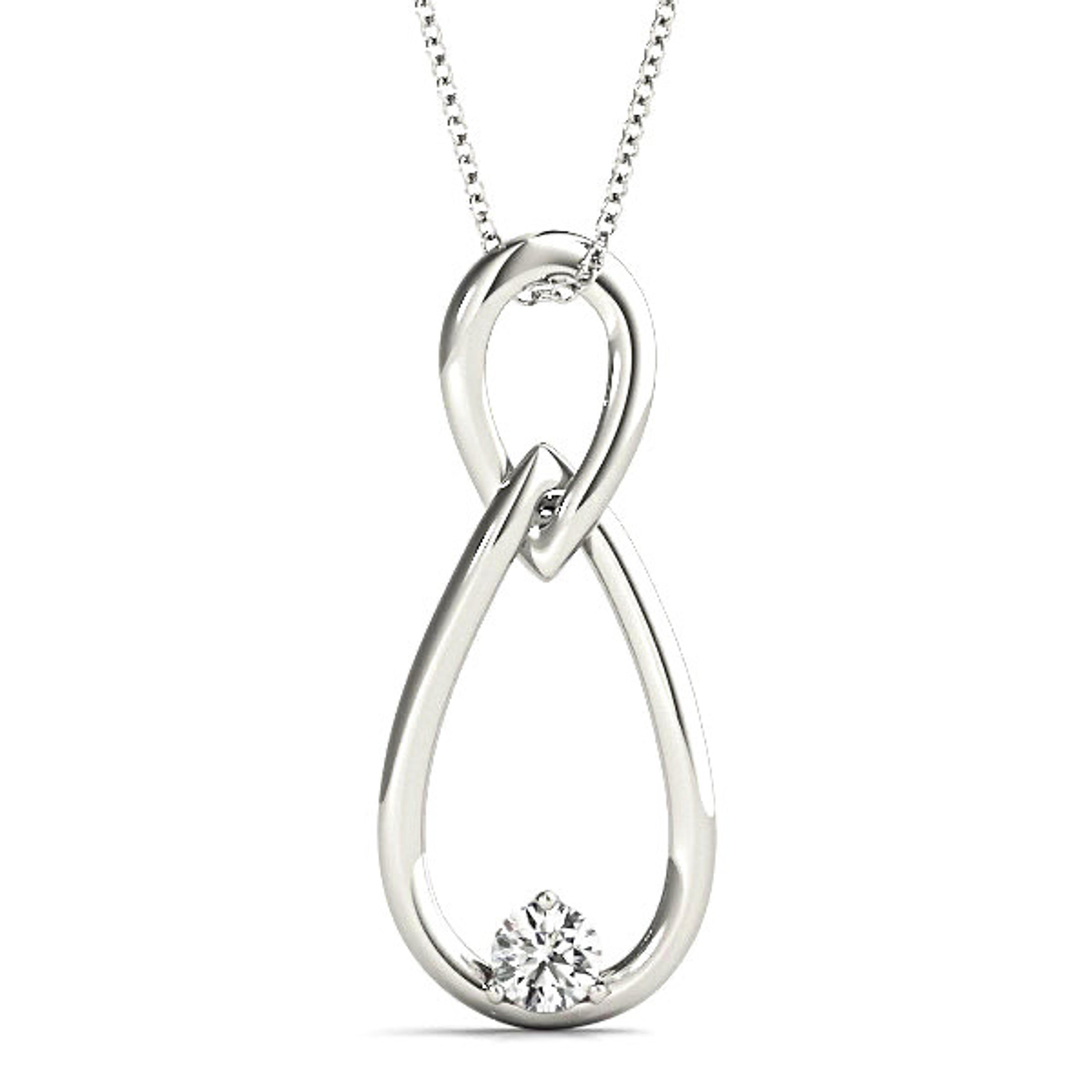 Tear Knot Round Diamond Solitaire Necklace Pendant-VIRABYANI
