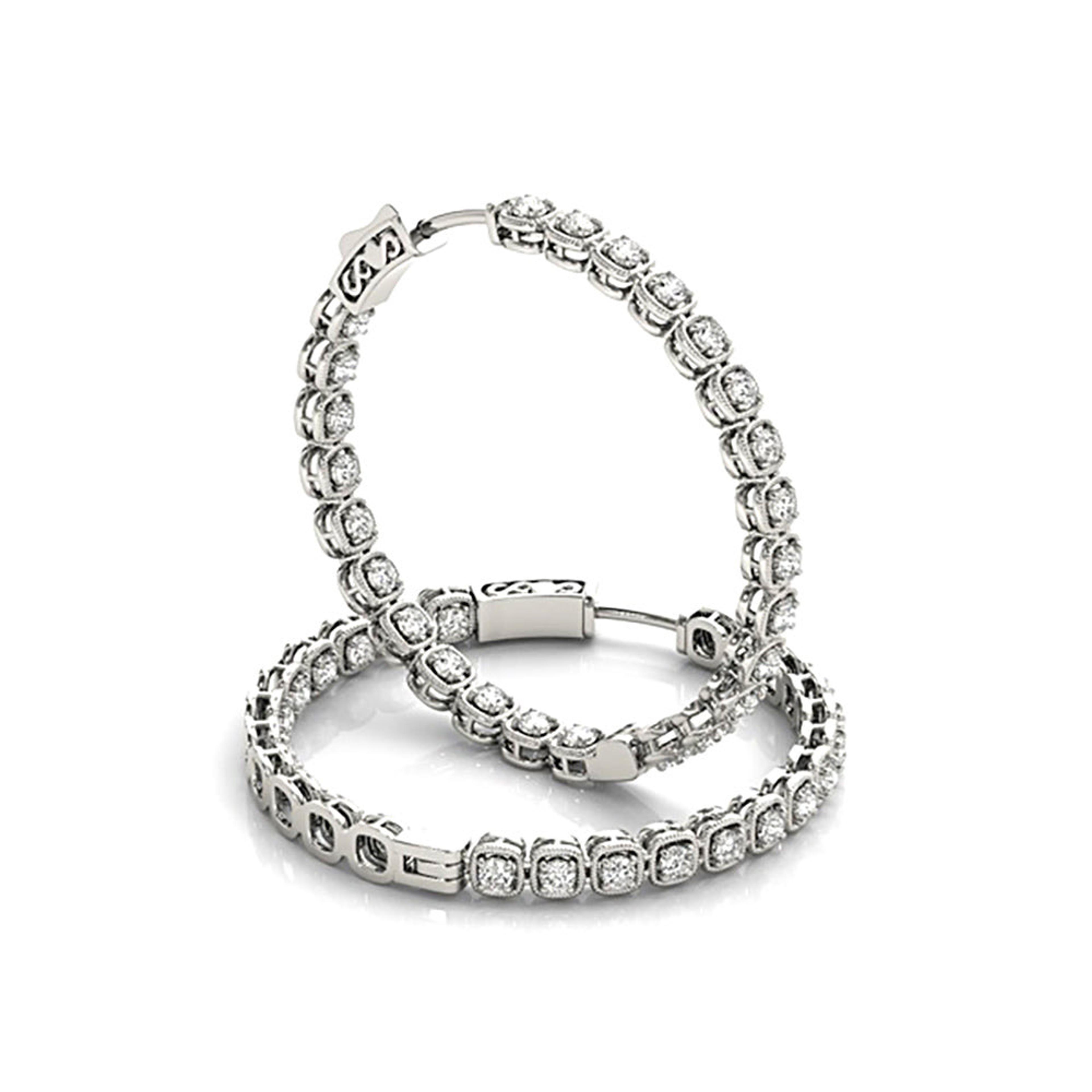 Inside-Out 1.50 ctw Diamond Cluster Hoop Earrings