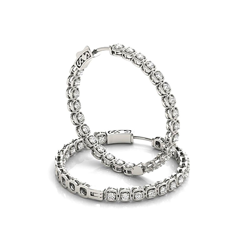 Inside-Out 1.50 ctw Diamond Cluster Hoop Earrings