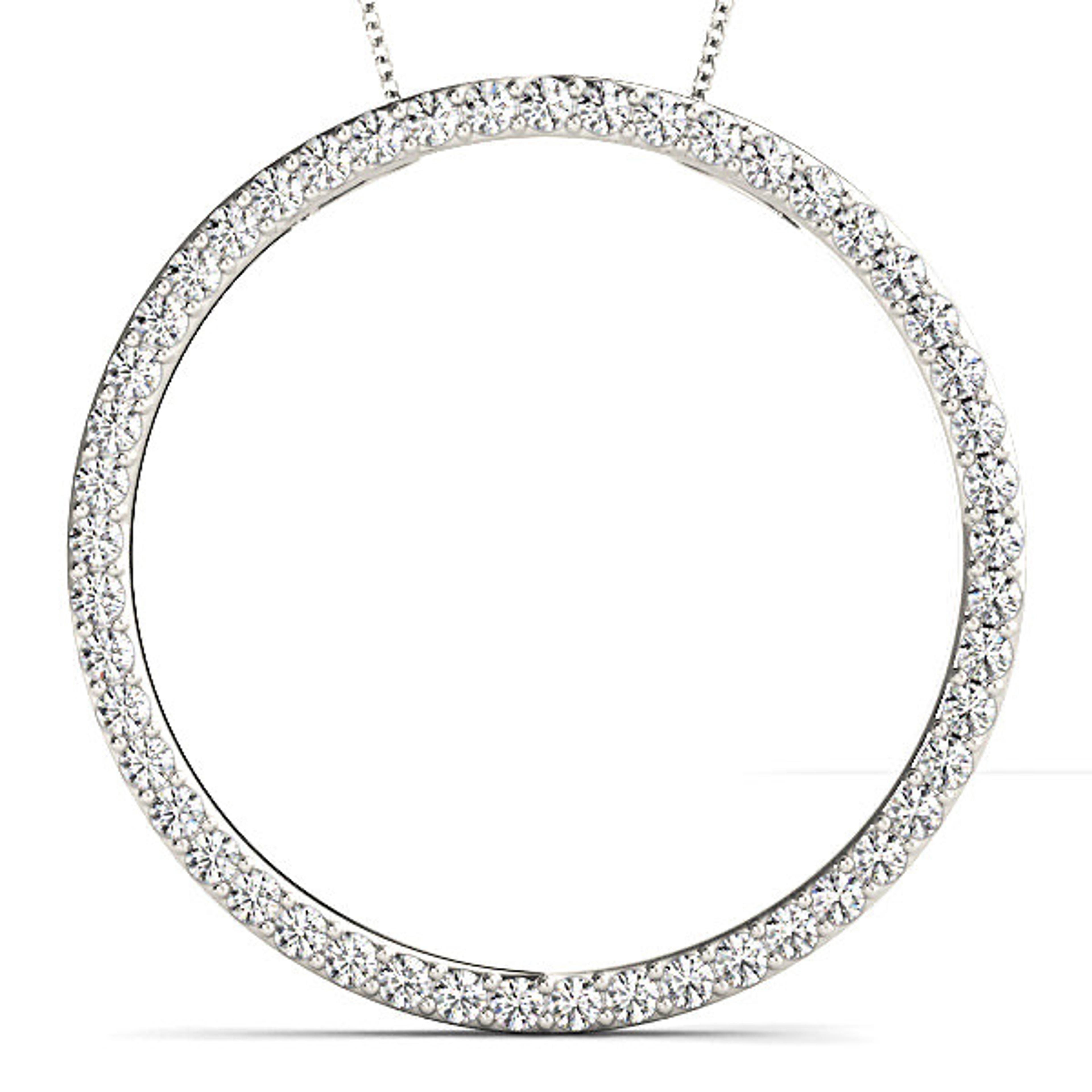 1.00 ctw Diamond Circle Necklace Pendant Pave Set-VIRABYANI