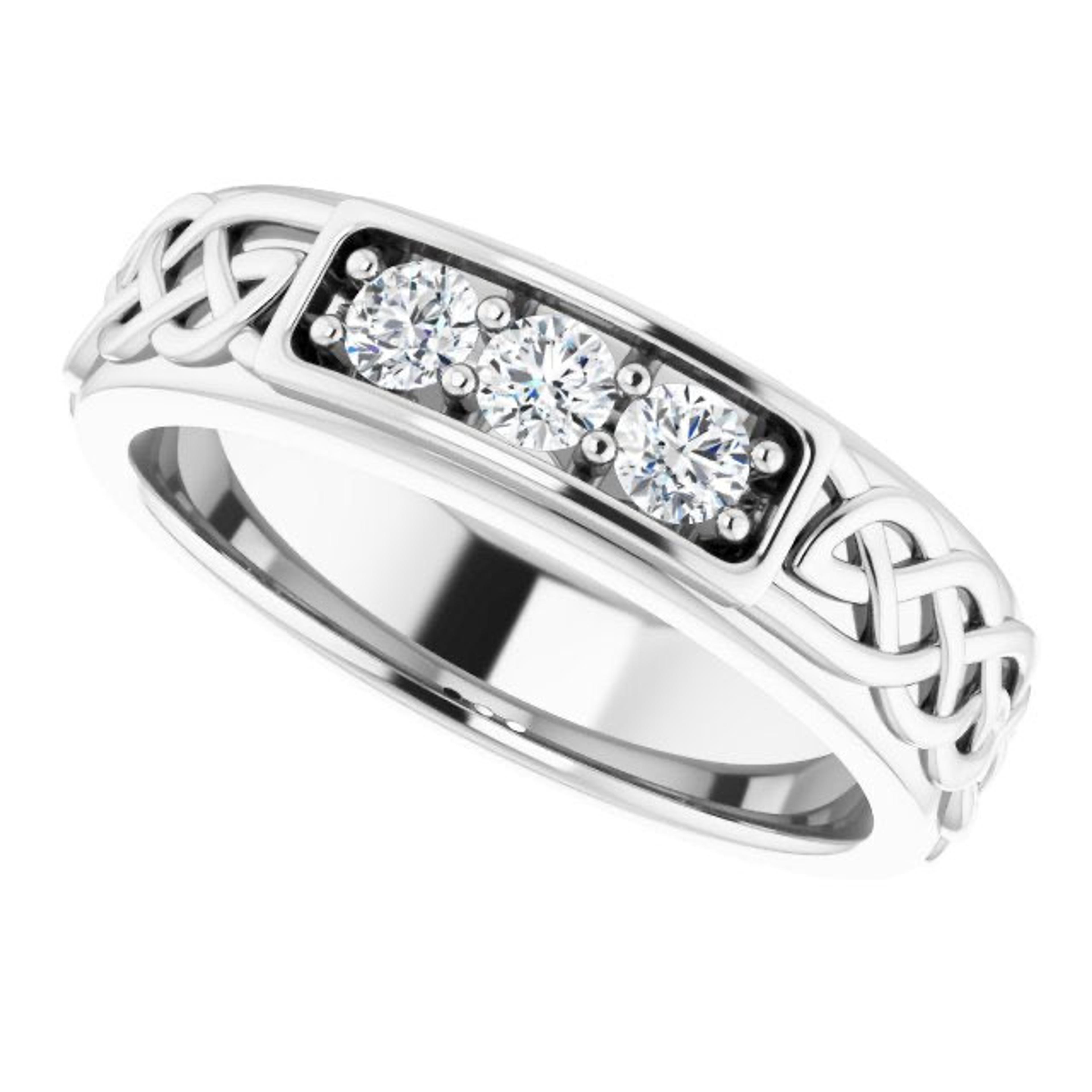 Celtic Knot Design 0.30 ctw Round Diamond Men's Ring