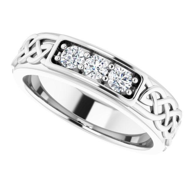 Celtic Knot Design 0.30 ctw Round Diamond Men's Ring