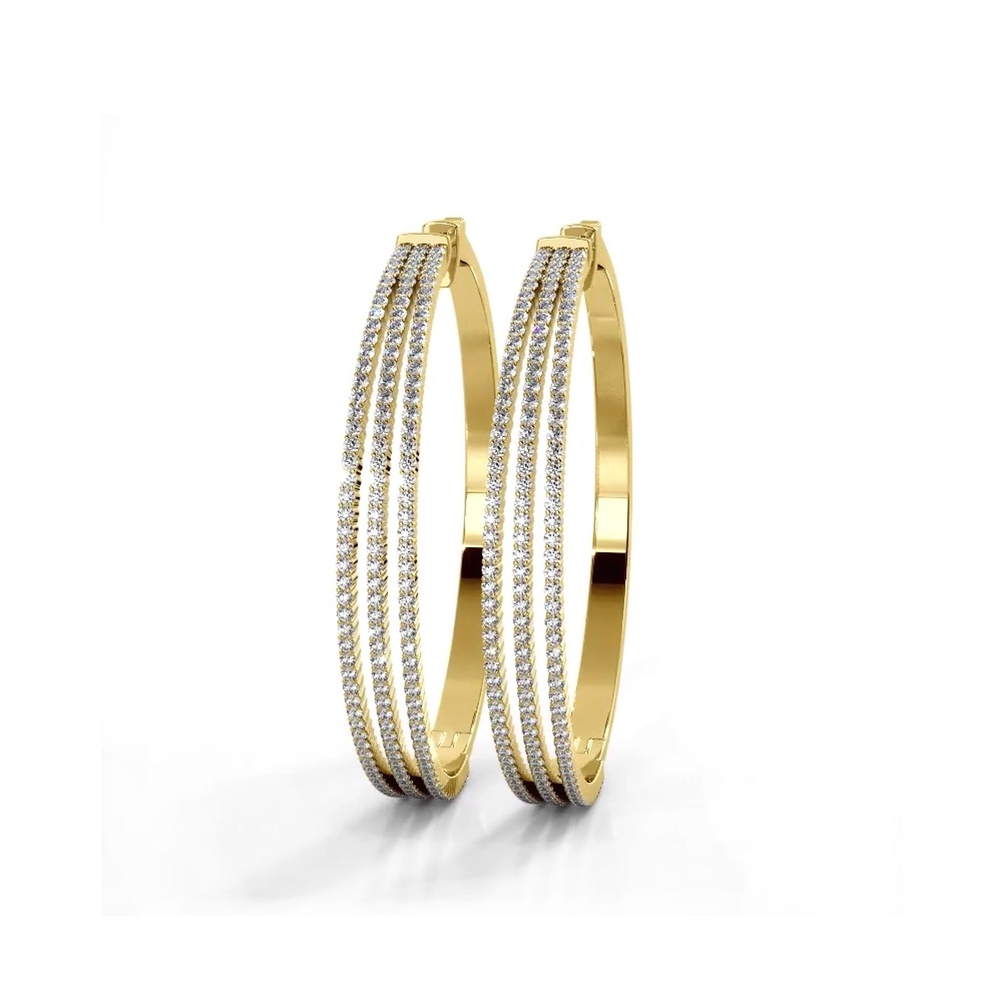 2.50 ctw. Large Three Row Diamond Hoop Earrings