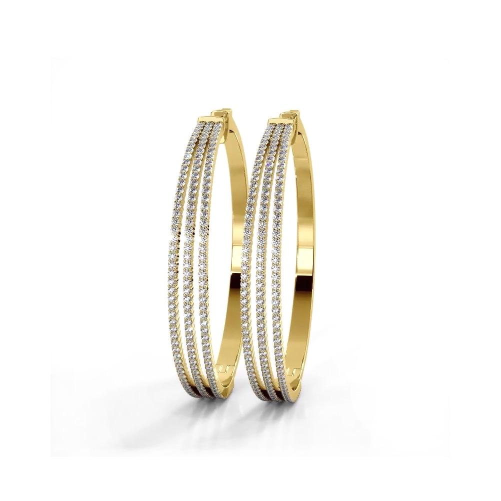 2.50 ctw. Large Three Row Diamond Hoop Earrings