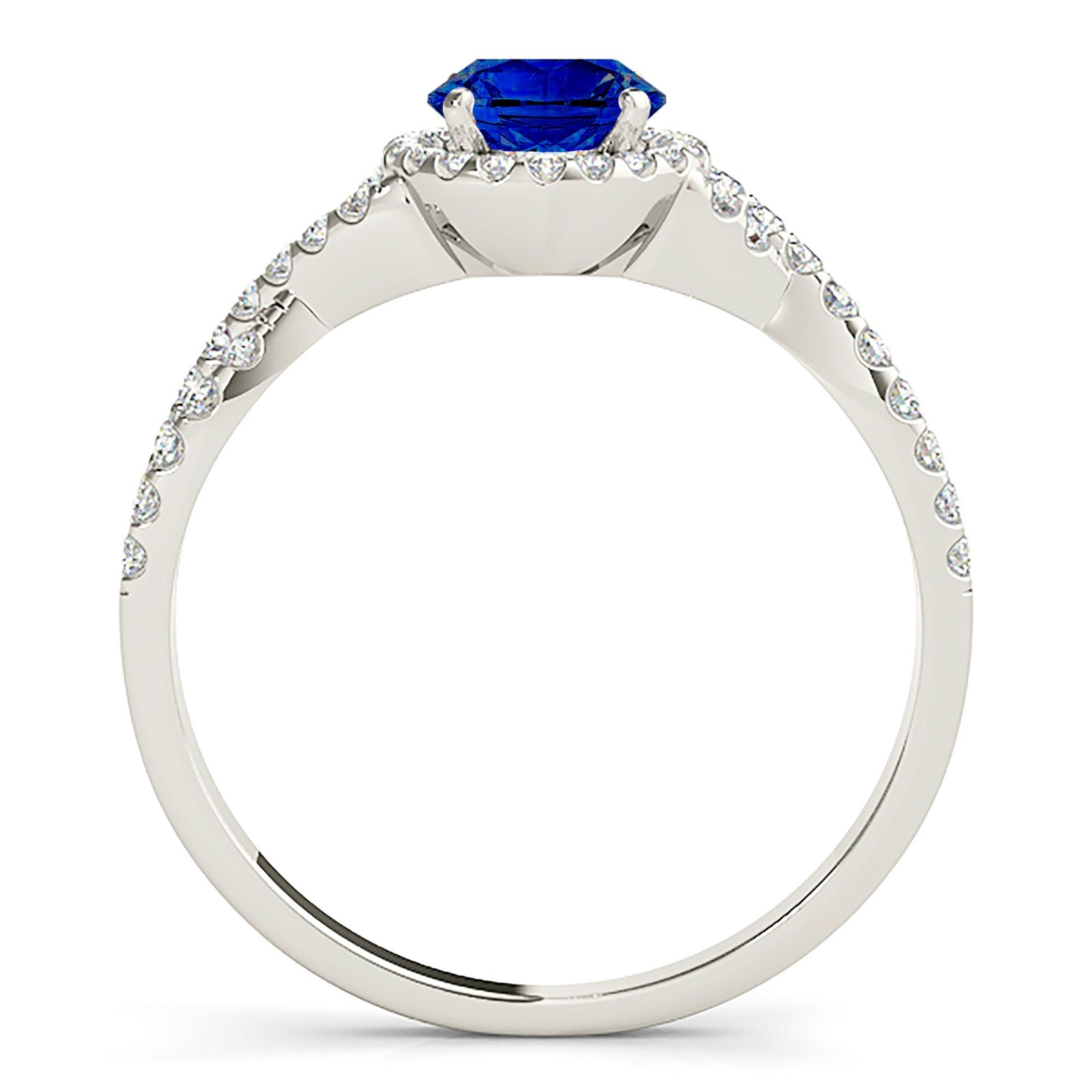1.35 ct. Genuine Blue Sapphire Ring Halo Style