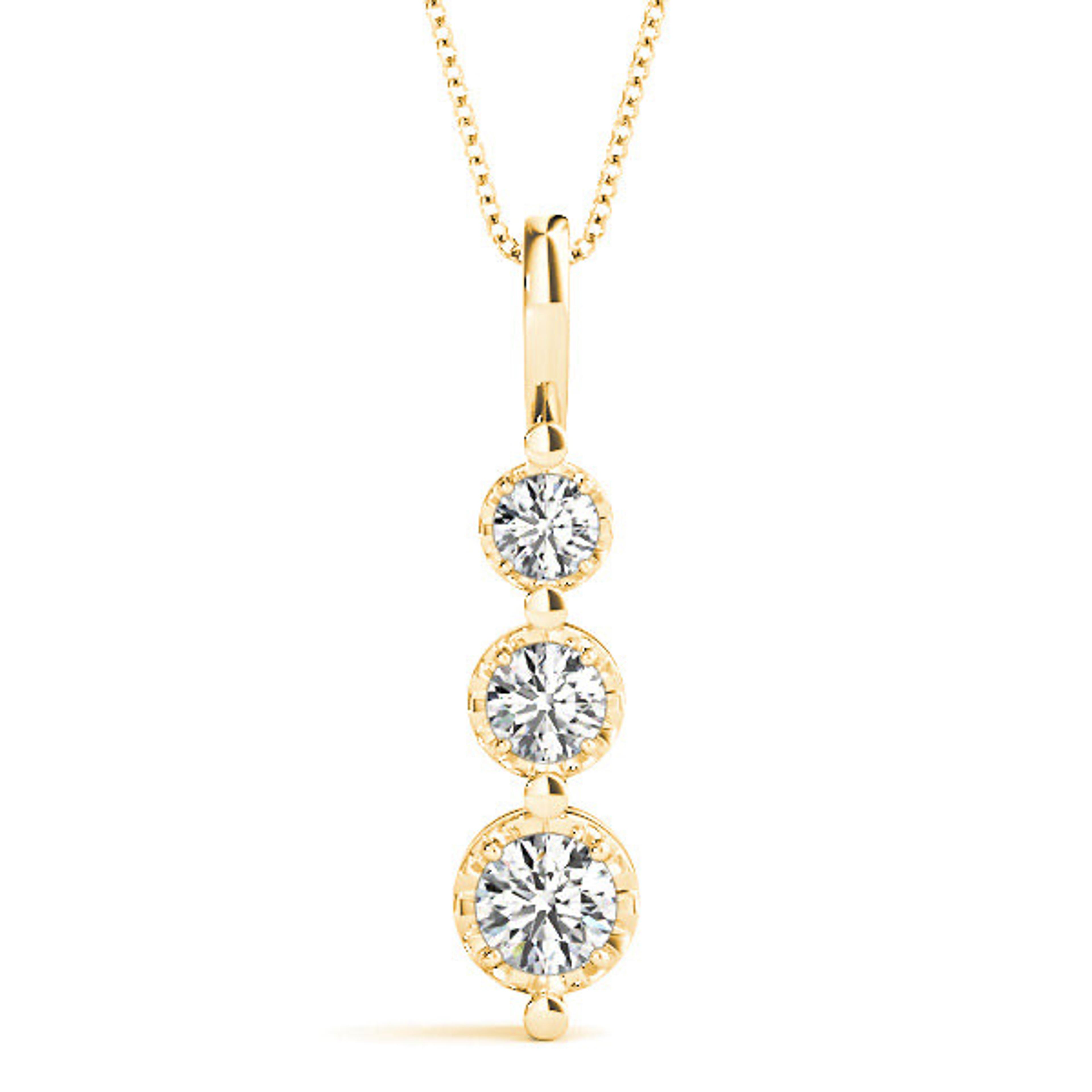 0.45 ctw Round Diamond Three Stone Necklace Pendant-VIRABYANI