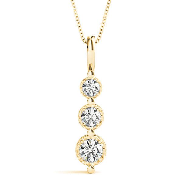 0.45 ctw Round Diamond Three Stone Necklace Pendant-VIRABYANI