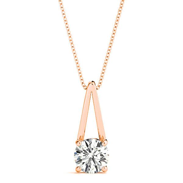 Four Prong Round Diamond Solitaire Necklace Pendant-VIRABYANI