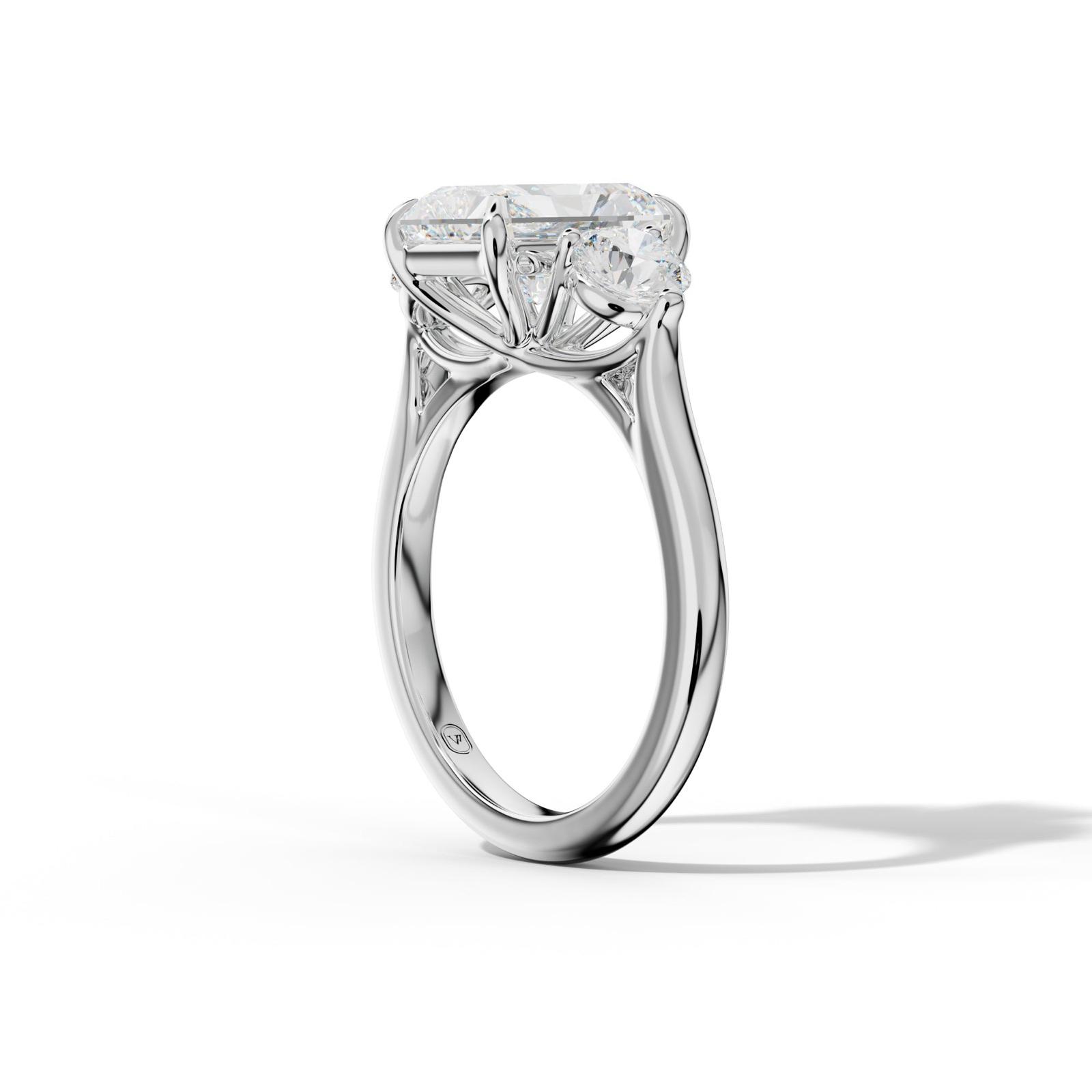 Elsa Radiant Diamond Round Side Diamond Engagement Ring