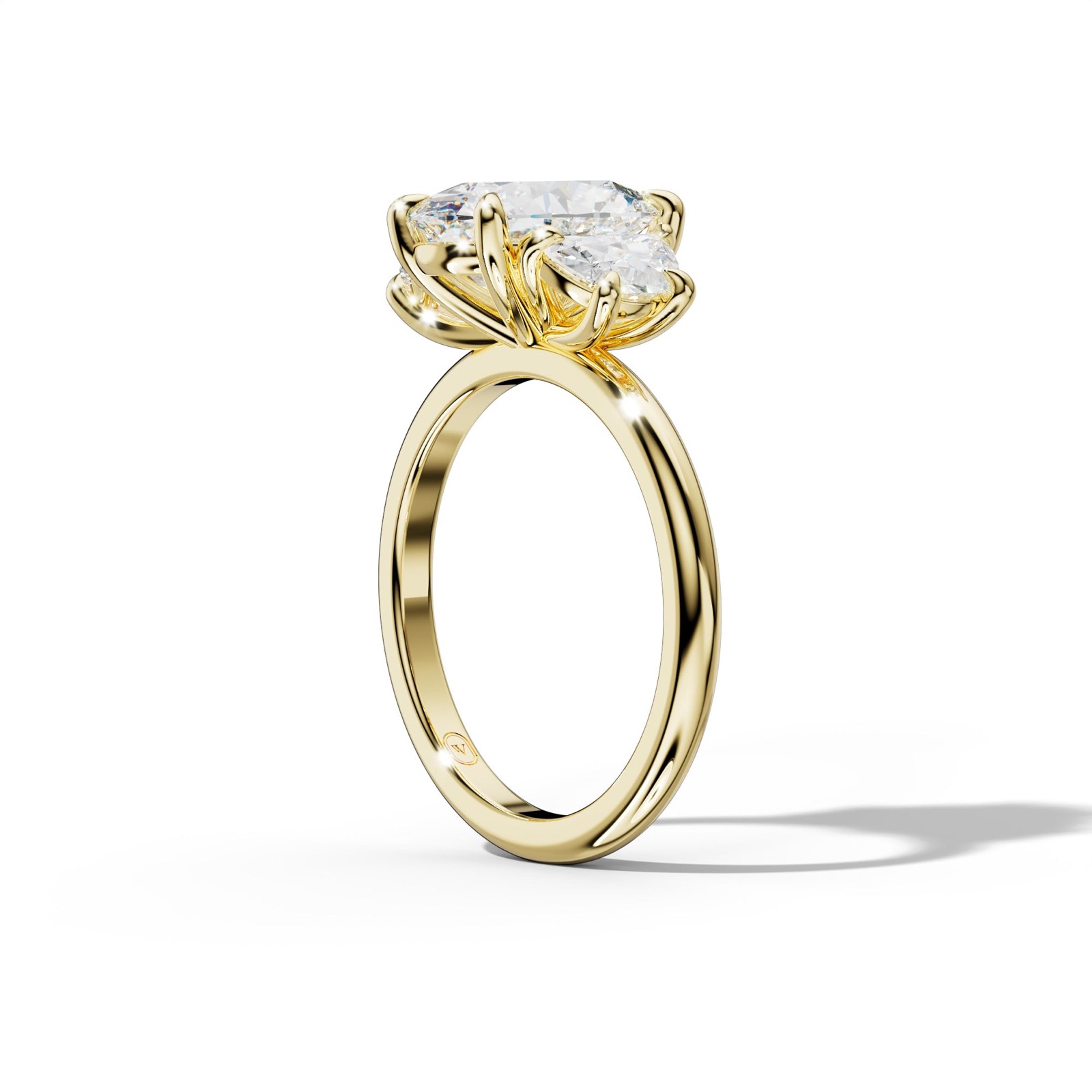 Itzel Oval Diamond Half Moon Side Engagement Ring