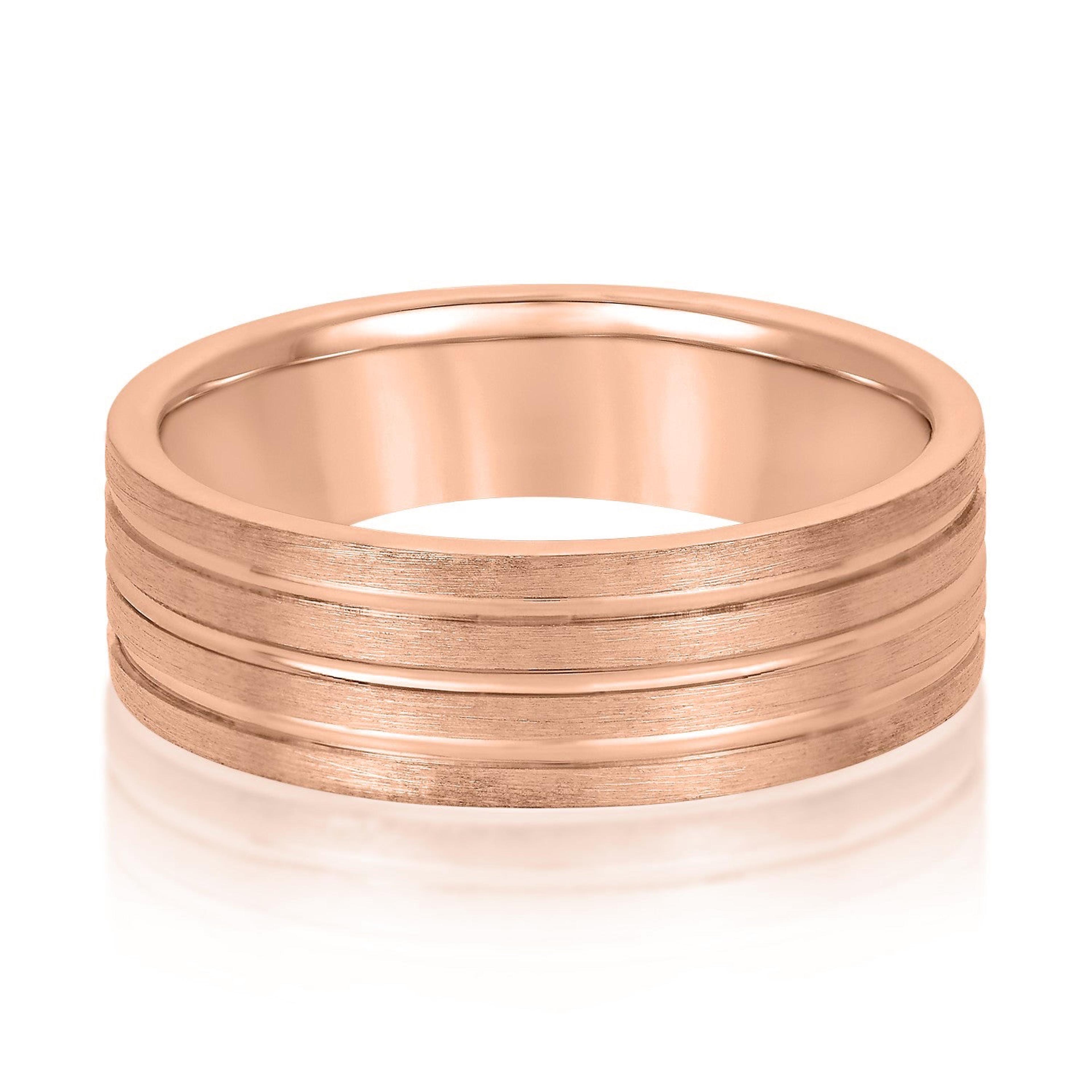 Men's 3 Groove Textured Wedding Band