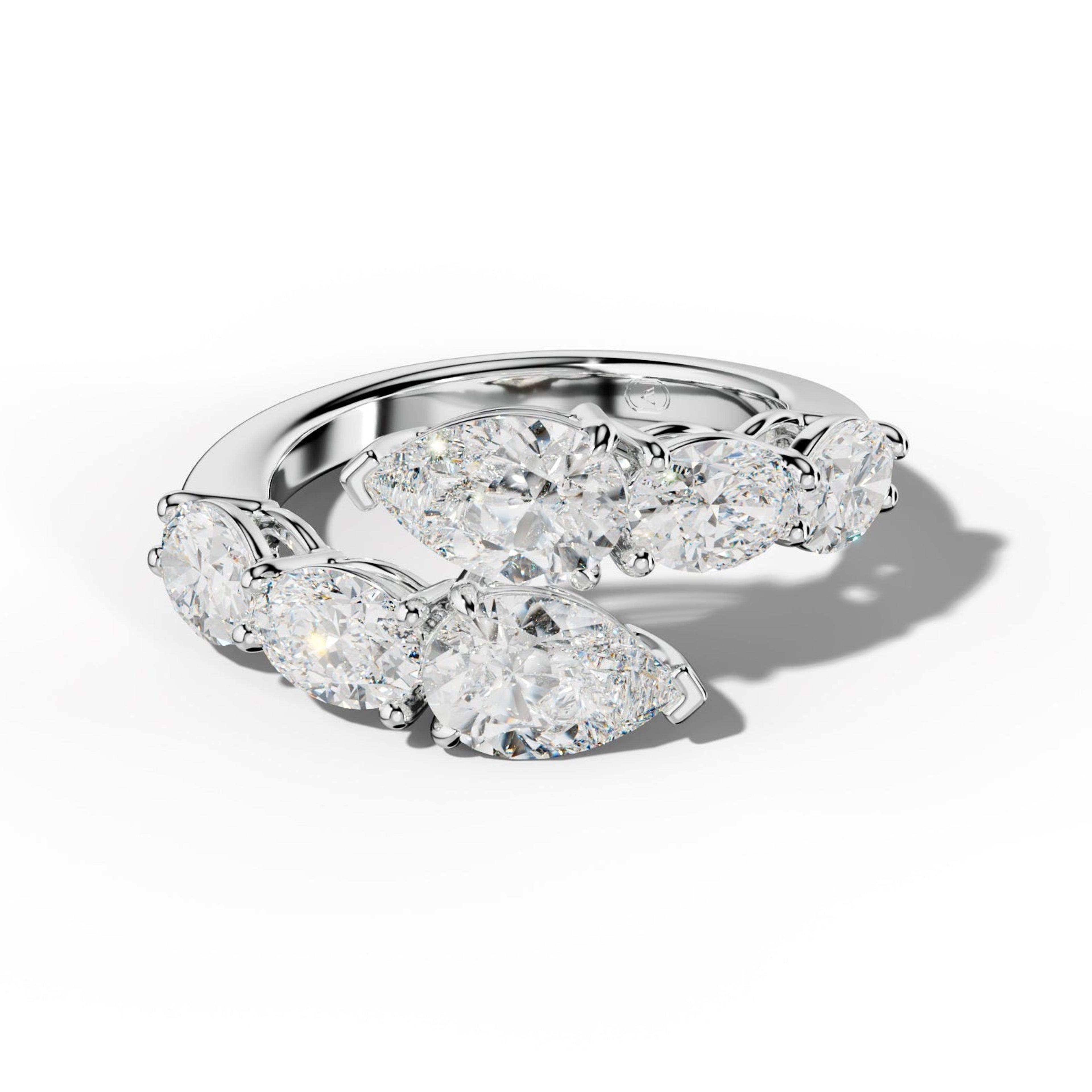 4.0 ct Oval and Pear Shape Diamond Open Wedding Band