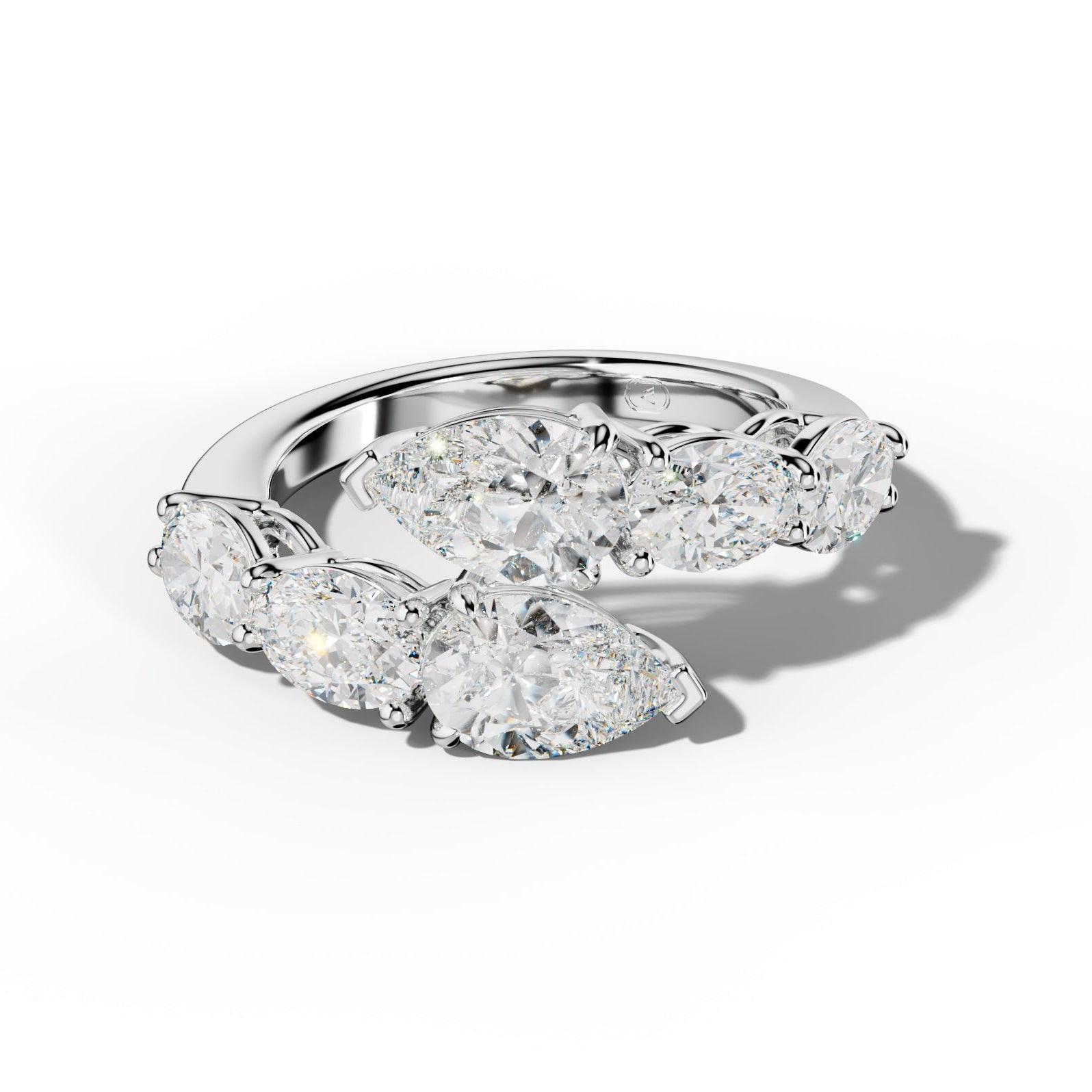 4.0 ct Oval and Pear Shape Diamond Open Wedding Band