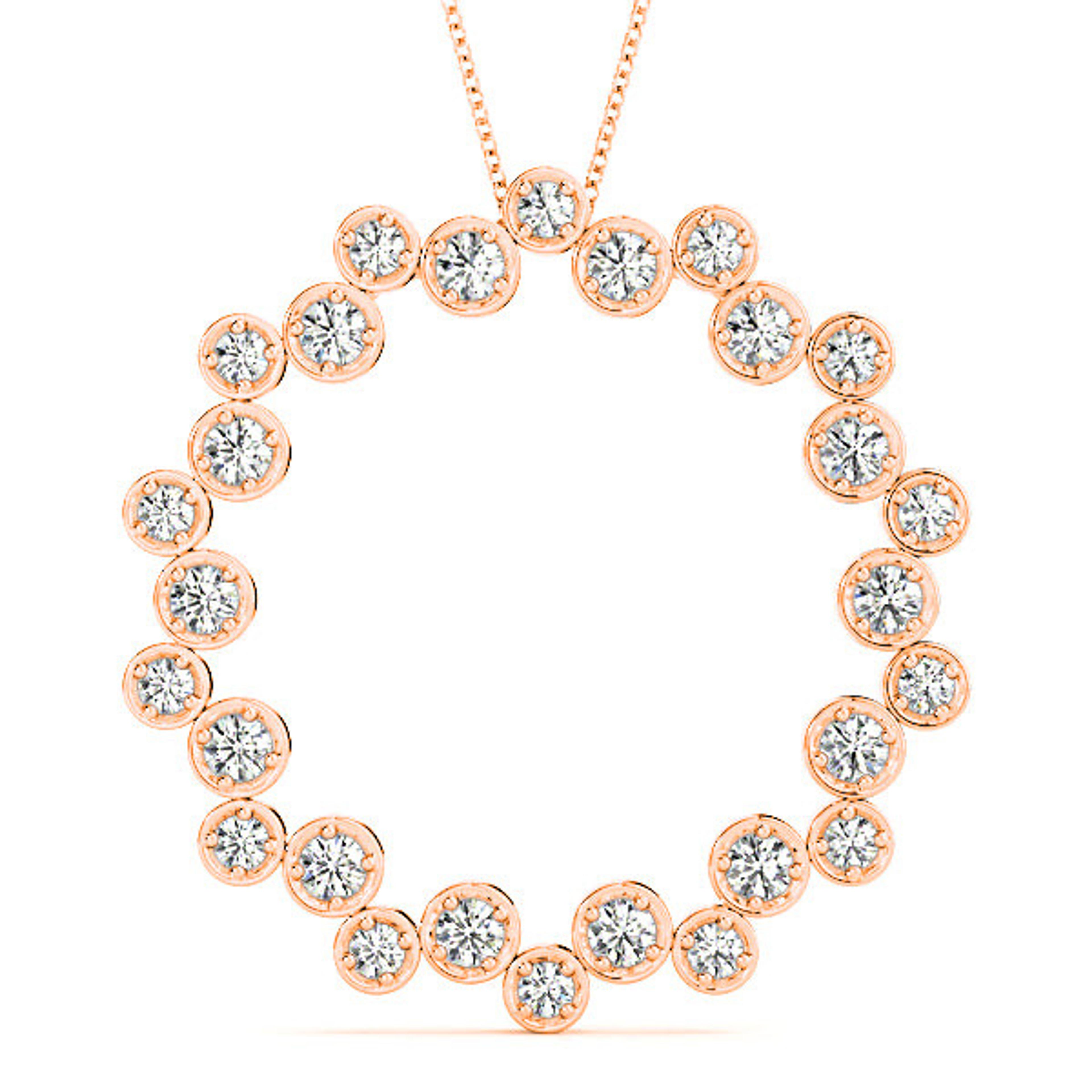 1.00 ctw Diamond Circle Necklace Pendant-VIRABYANI