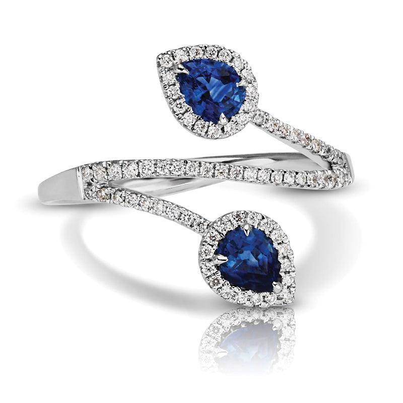 Leaf Design 0.50 ct. Natural Blue Sapphire Two Stone Ring