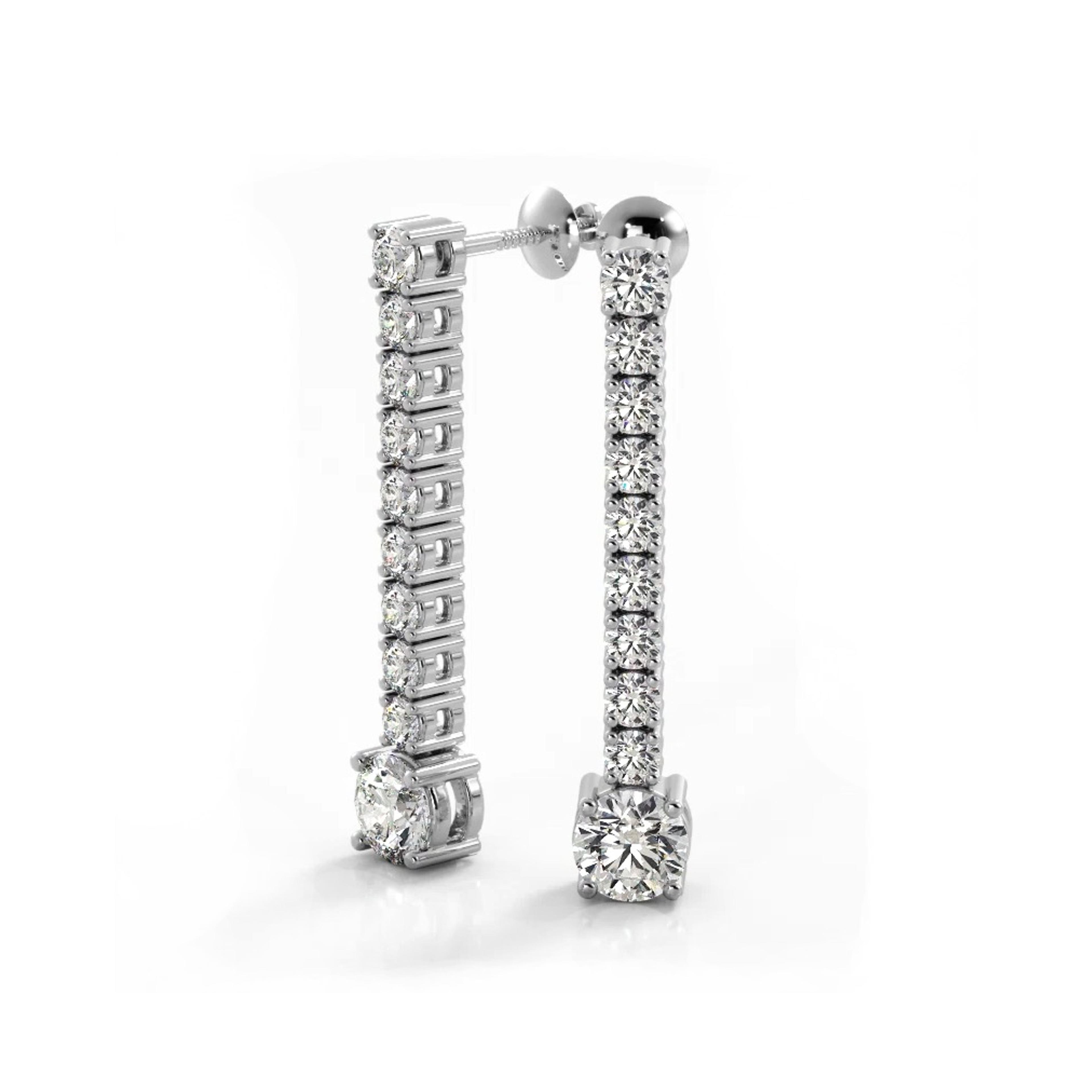 1.35 ctw. Round Diamonds Dangle Drop Earrings