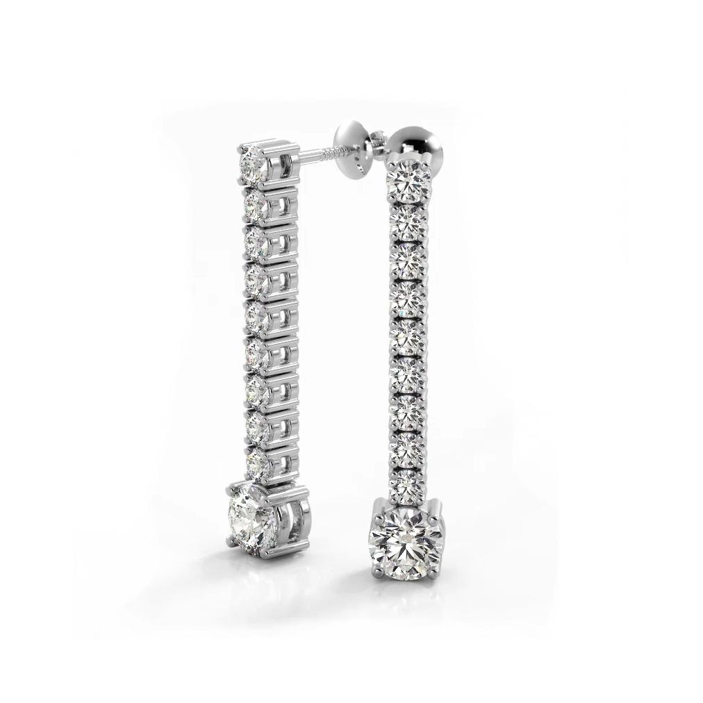 1.35 ctw. Round Diamonds Dangle Drop Earrings