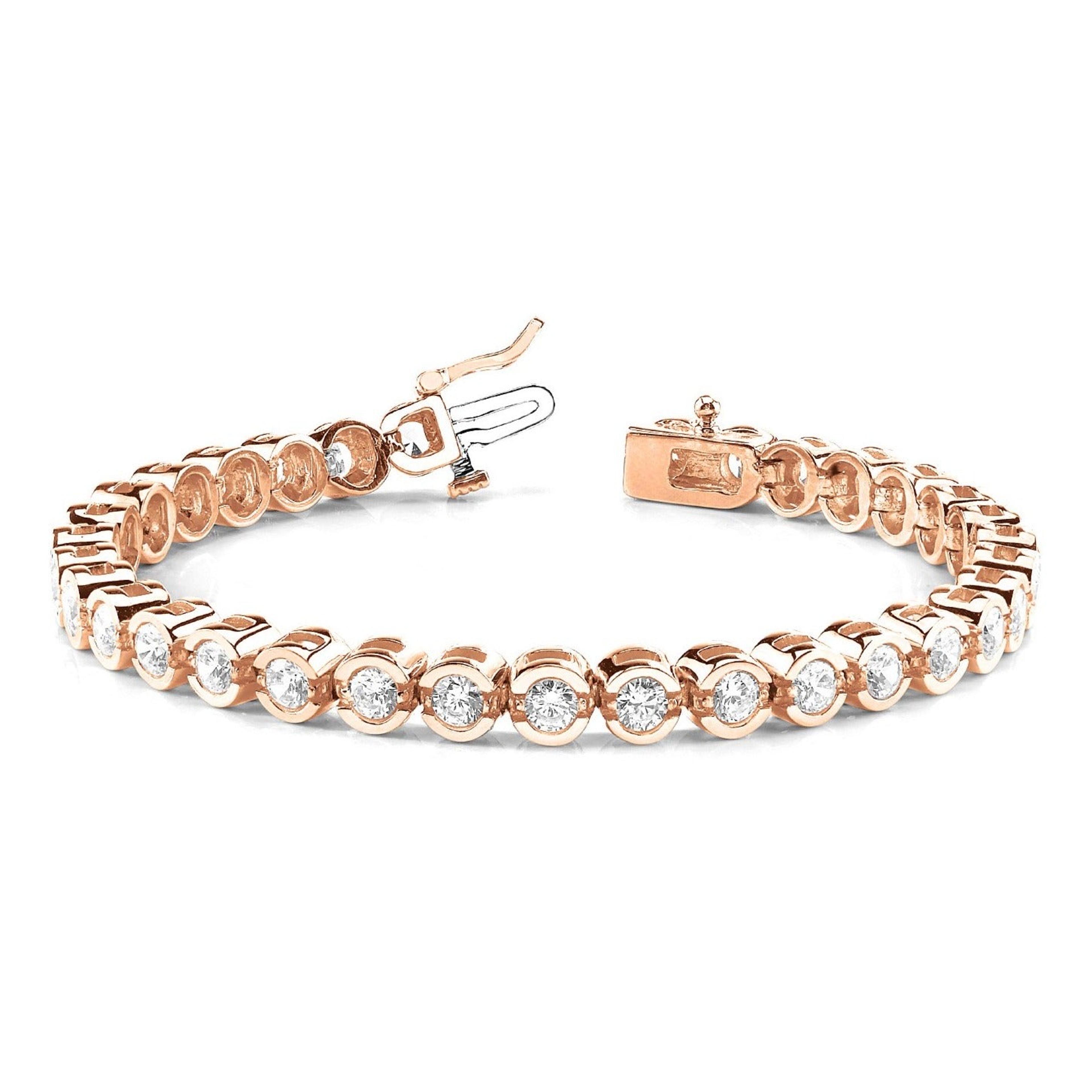 5.00 ctw Round Diamond Open Bezel Channel Set Tennis Bracelet-VIRABYANI