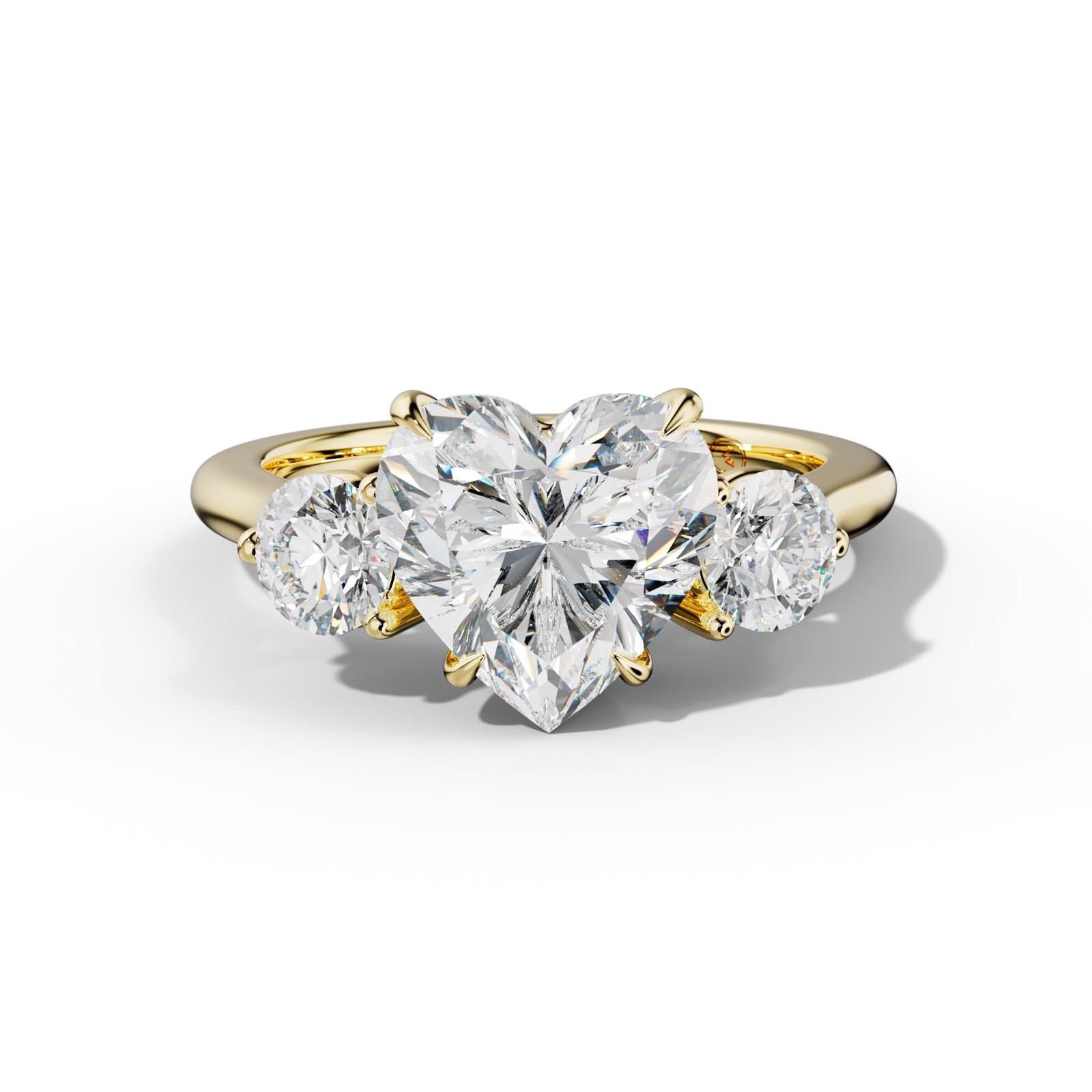 Elsa Heart Center Round Side Diamond Engagement Ring