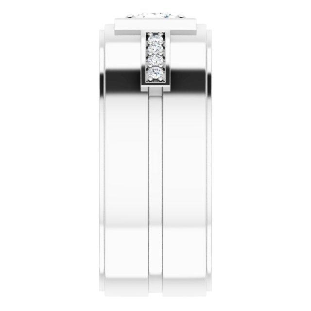 0.62 ctw Princess & Round Diamond Wide Men's Ring