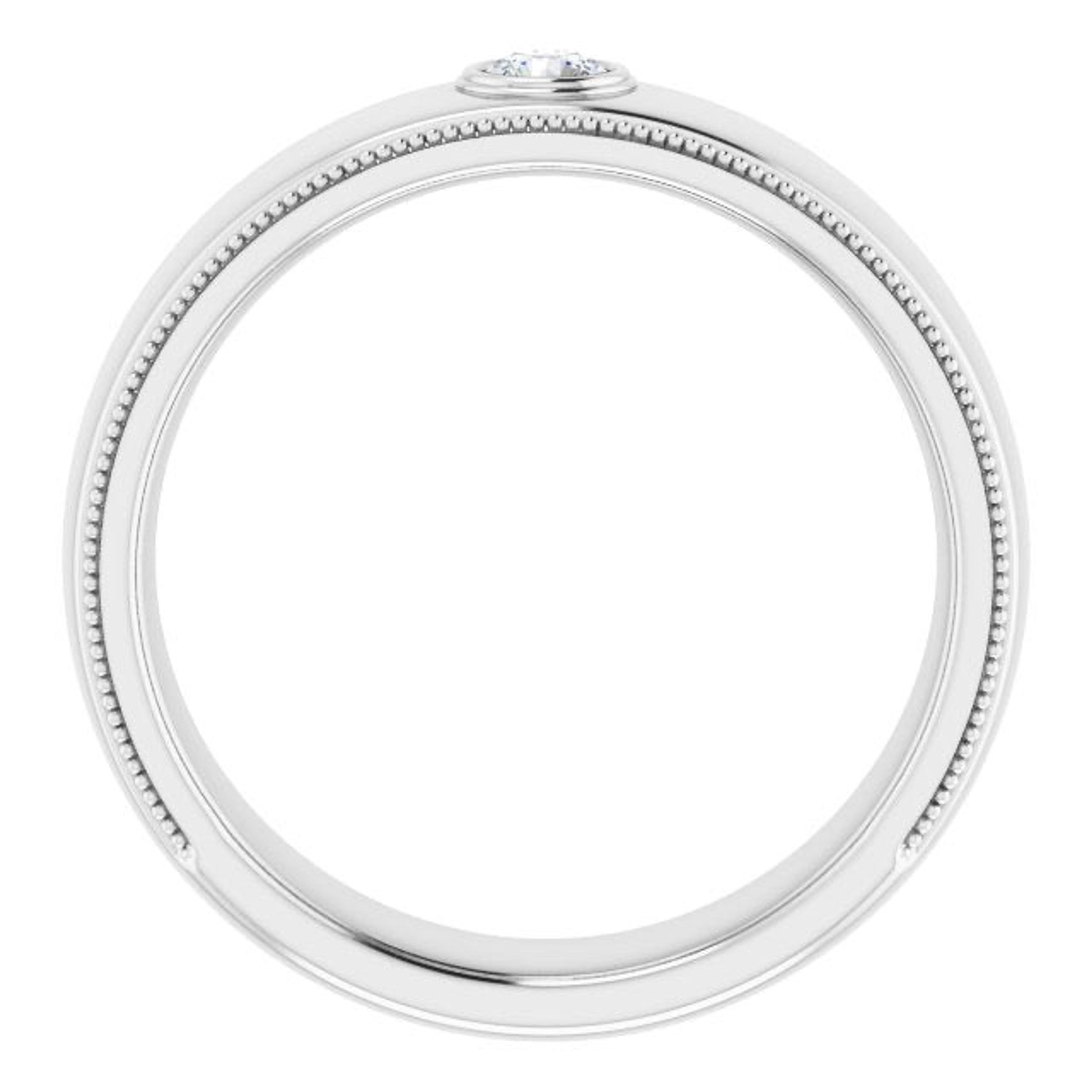 Bezel Set Diamond Men's Ring With Milgrain Accent