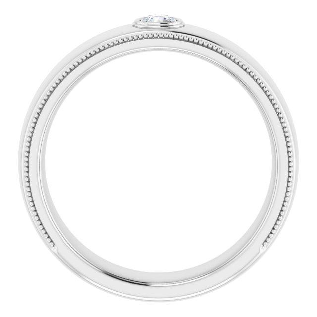 Bezel Set Diamond Men's Ring With Milgrain Accent