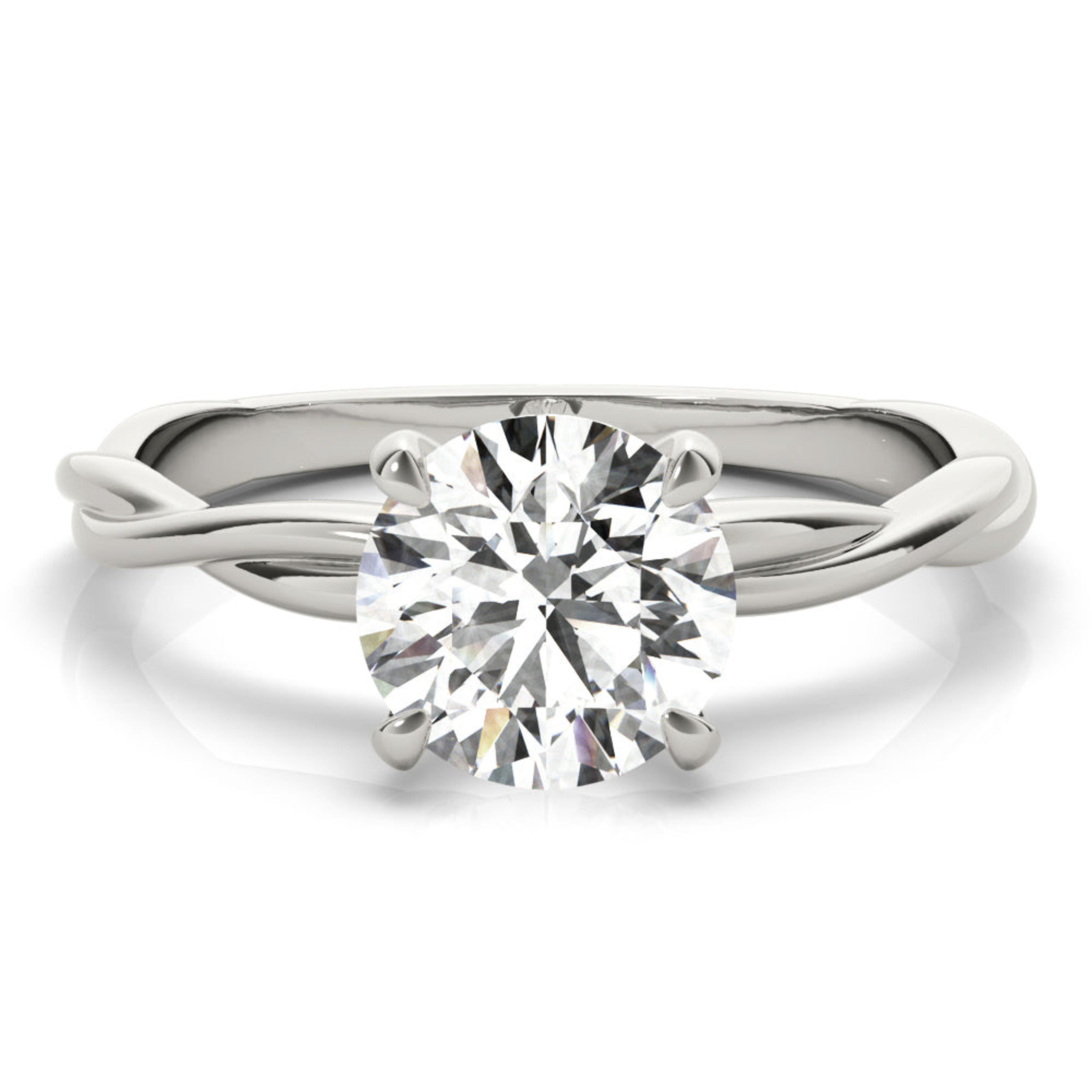 Twisted Vine Round Diamond Solitaire Engagement Ring