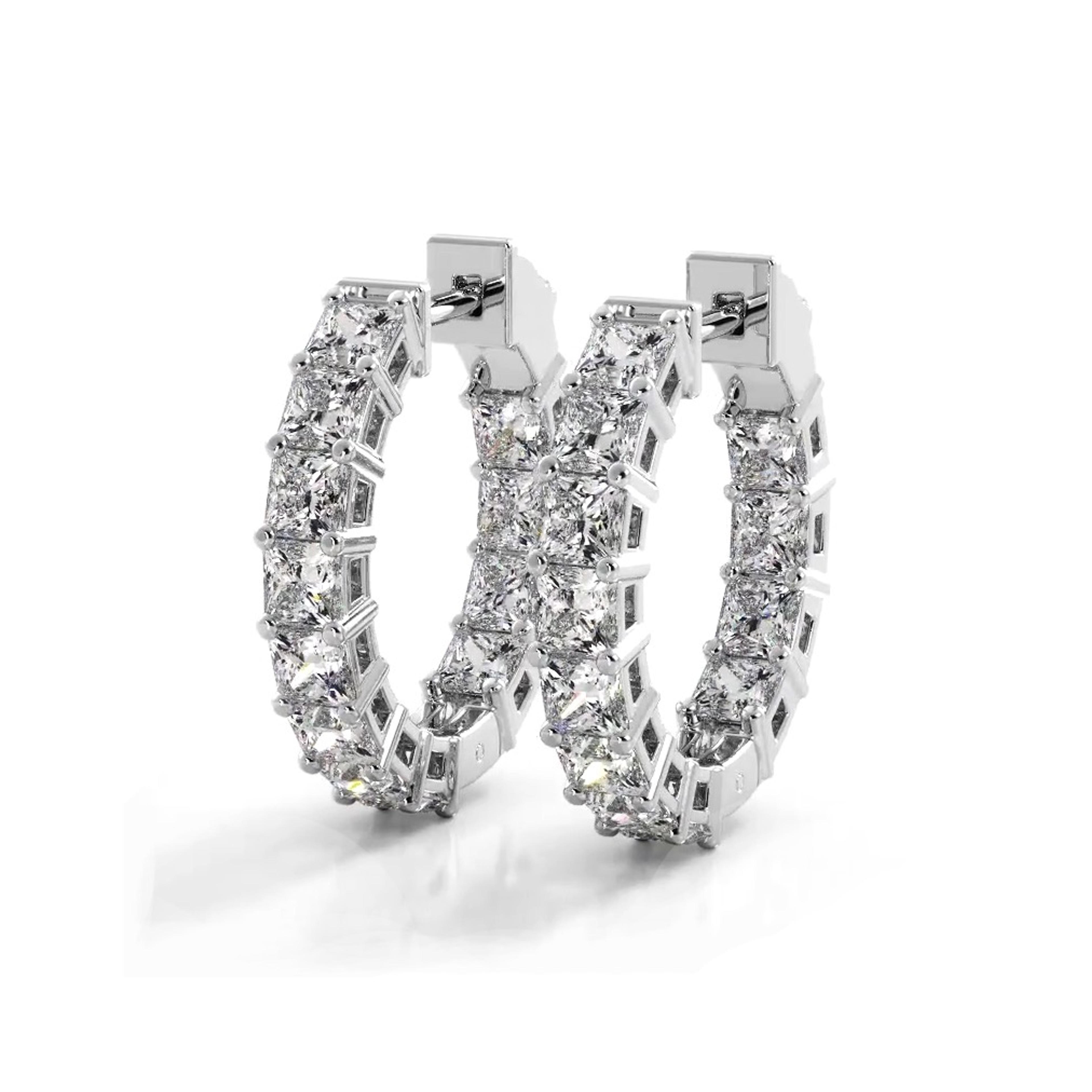 3.50 ctw. Princess Cut Diamond Hoop Earrings