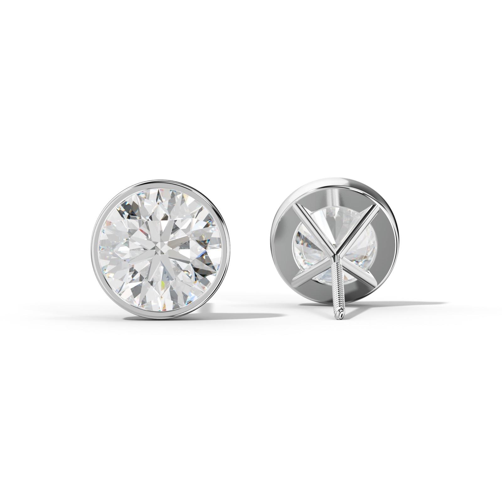 Round Diamond Stud Earrings With Martini Bezel Set