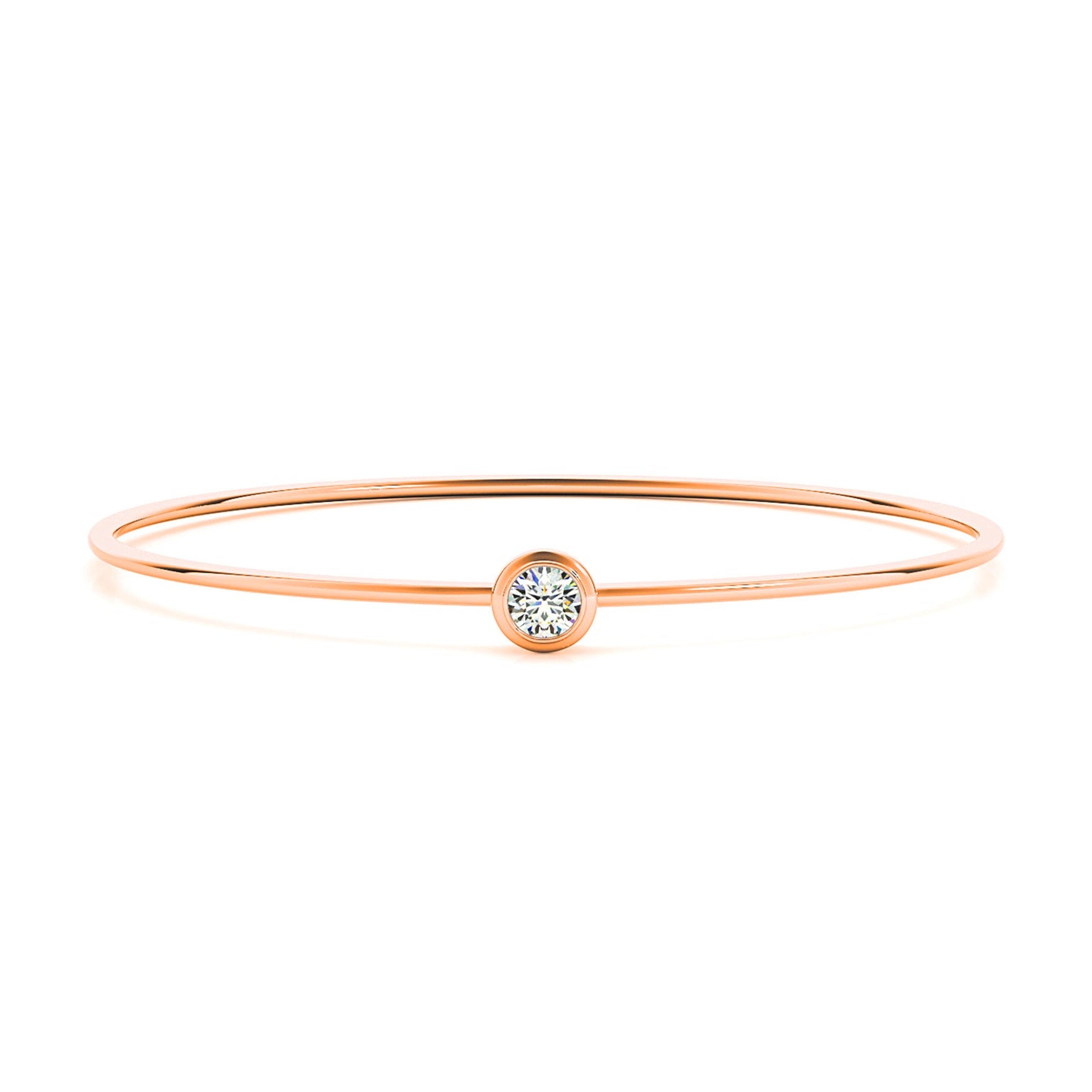 0.35 ct Single Diamond Bangle Bracelet Bezel Set-VIRABYANI