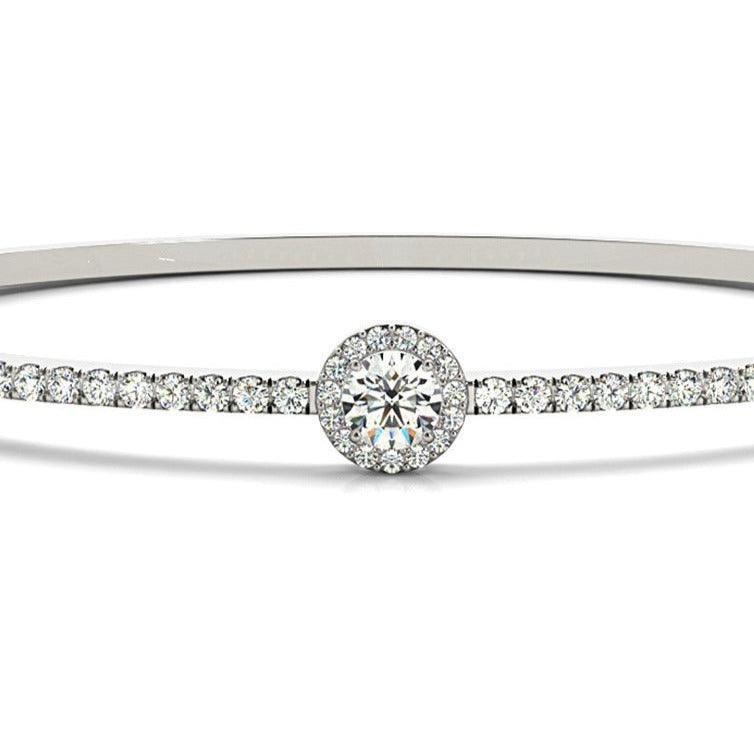 Halo Center 1.80 ctw Round Diamond Bangle Bracelet Pave Set-VIRABYANI