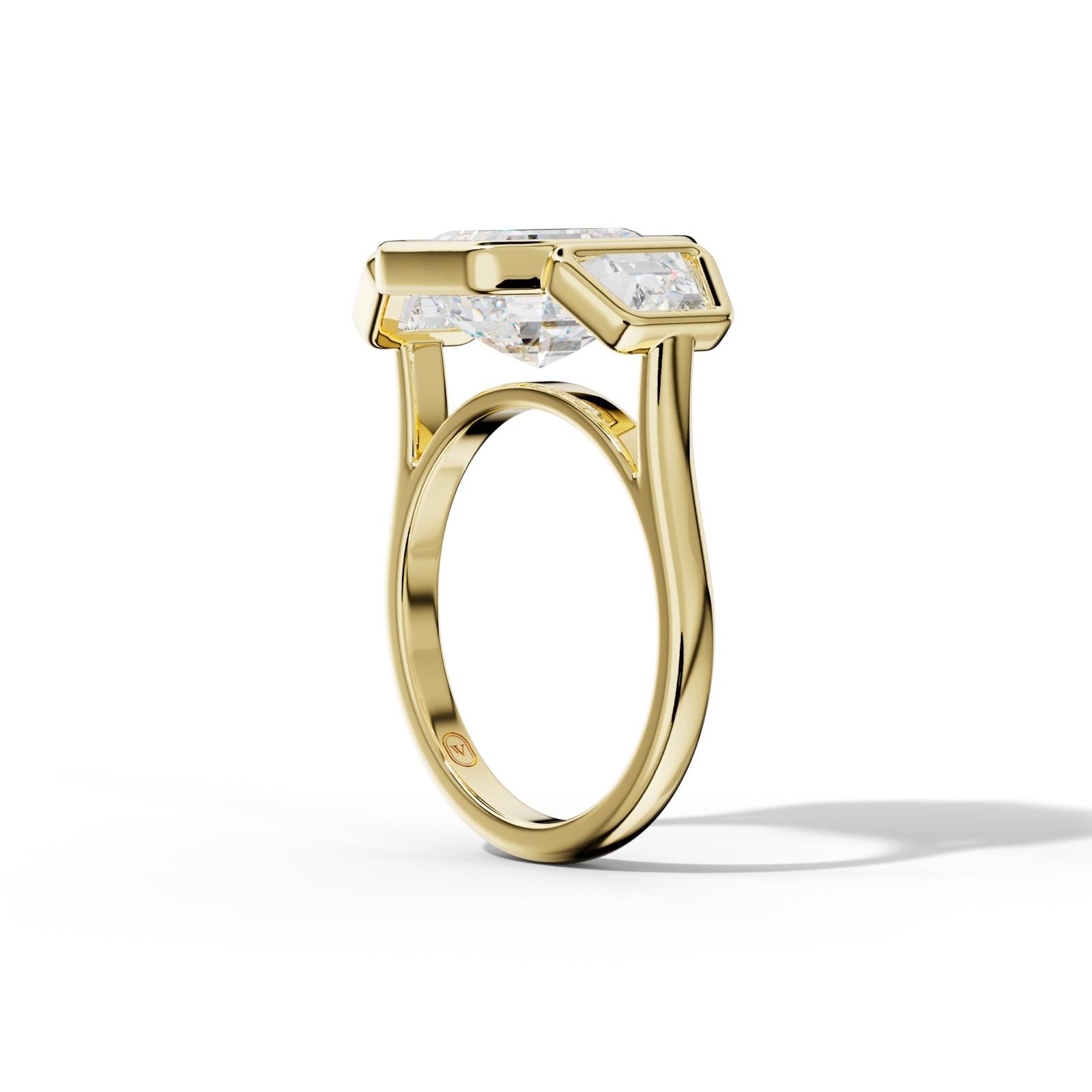 Cleo Asscher Center With Trapezoid Side Diamond Engagement Ring