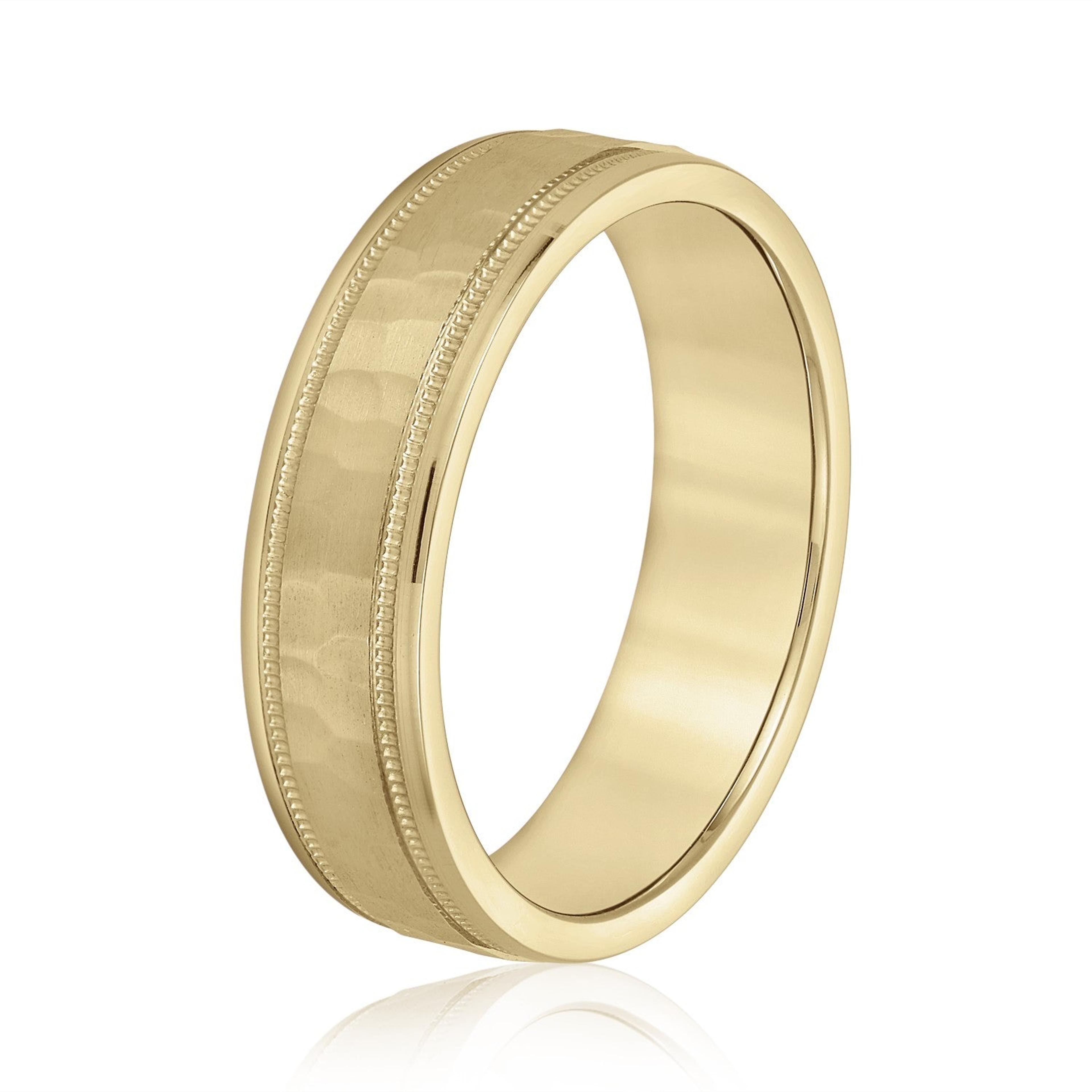 Men's Milgrain Hammered Finish Band