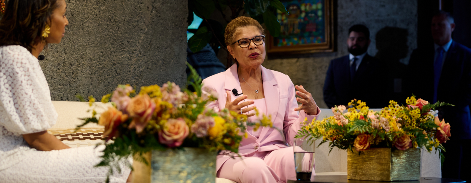 Mayor Karen Bass in conversation with Kaci Patterson at the Collective Conversations fireside chat
