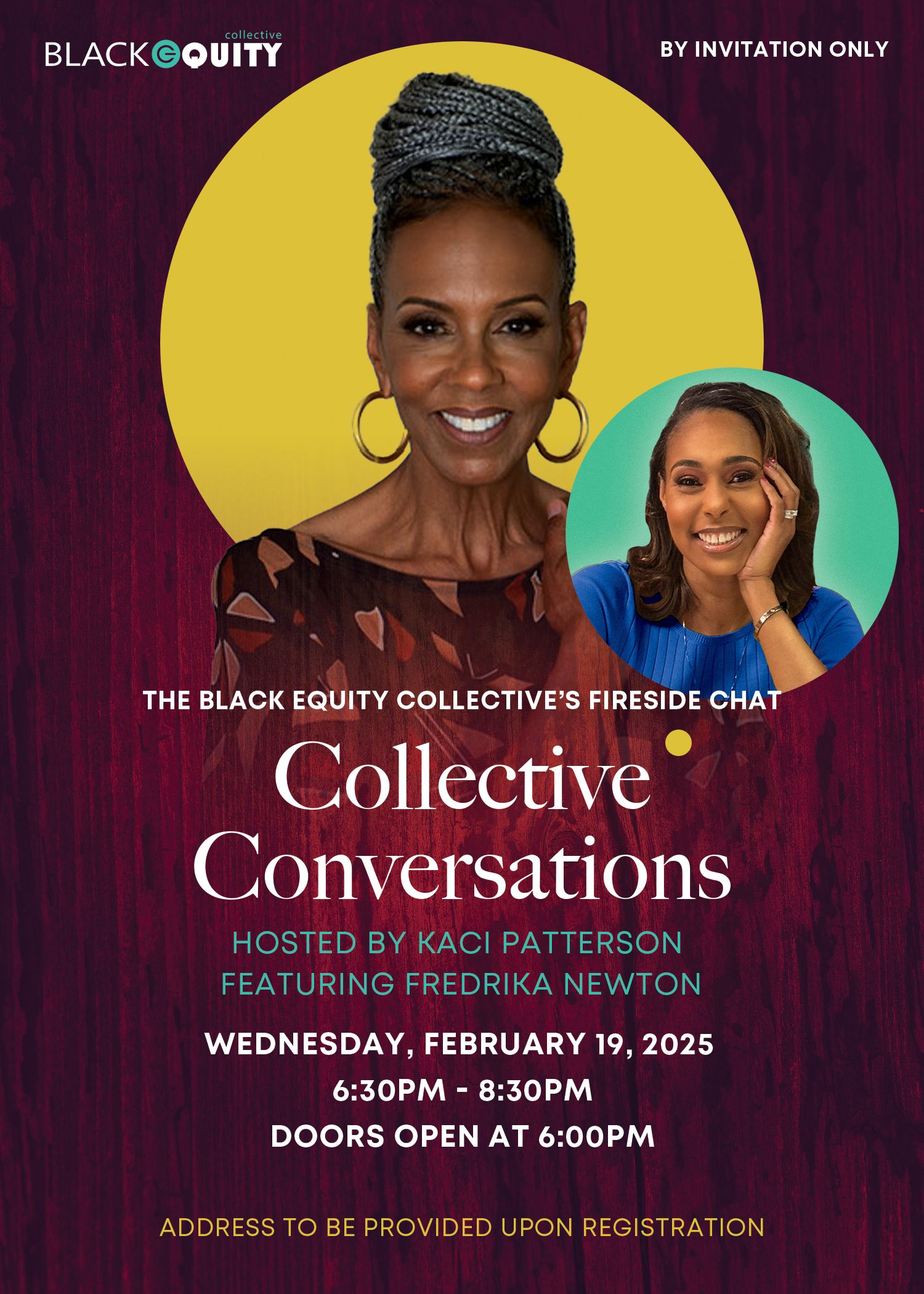 Collective Conversations event flyer featuring Fredrika Newton
