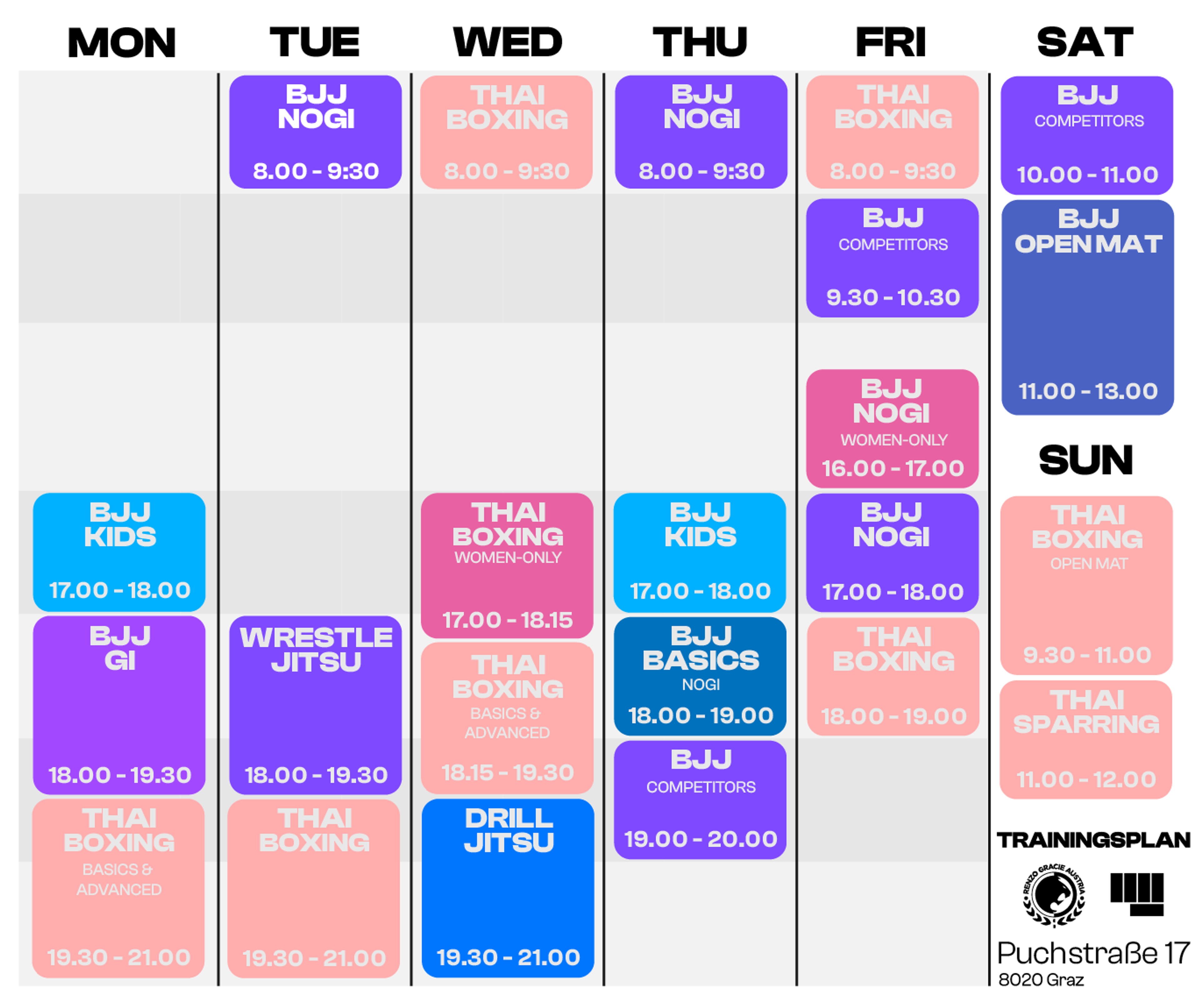 Training bei Renzo Gracie Austria – Brazilian Jiu-Jitsu (BJJ) in Graz, Österreich.